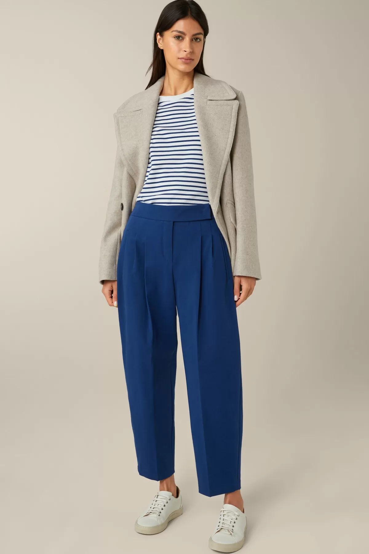 Online Baumwoll-Gabardine-Bundfalten-Hose In Damen Hosen & Jeans
