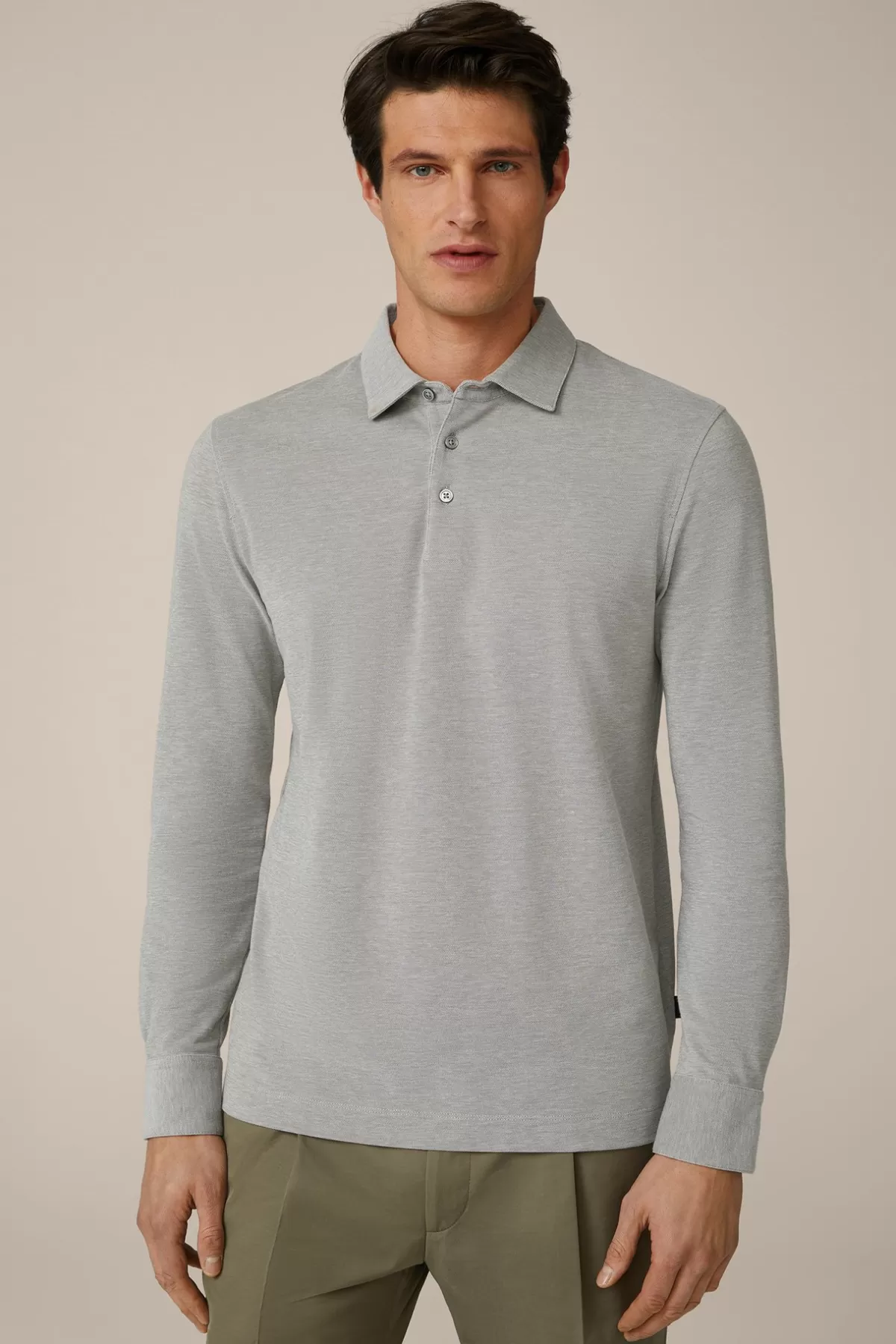 Fashion Baumwoll-Langarmshirt Patrizio In Meliert Herren T-Shirts & Sweats