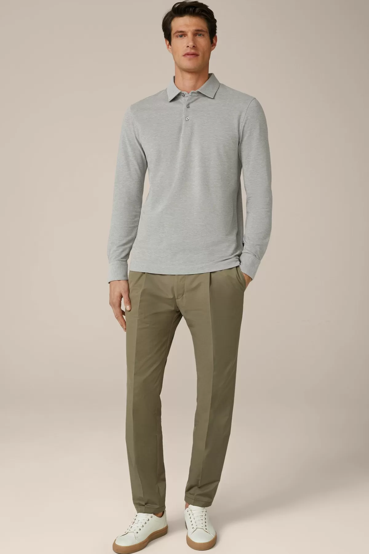 Fashion Baumwoll-Langarmshirt Patrizio In Meliert Herren T-Shirts & Sweats