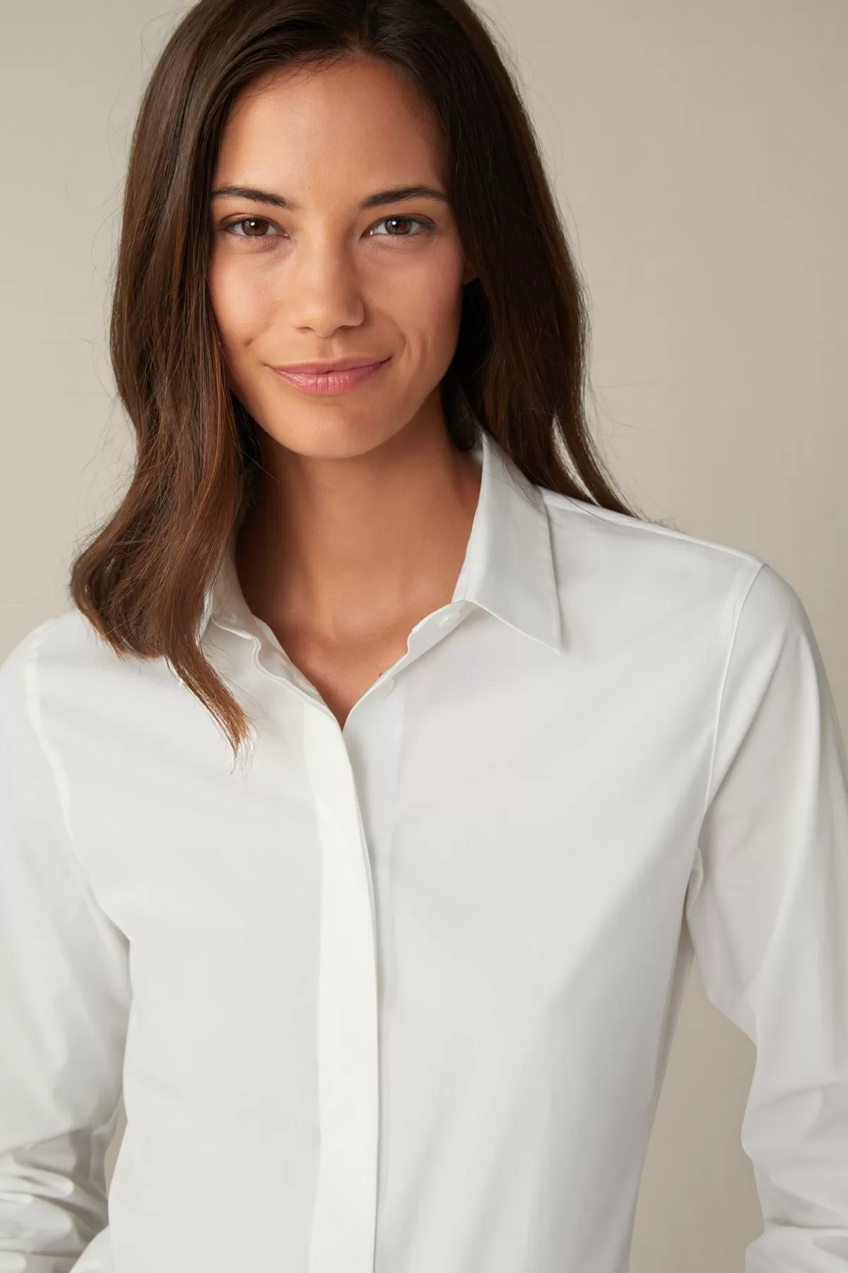 Online Baumwollstretch-Bluse Mit Hemdkragen In Damen Blusen & Tops