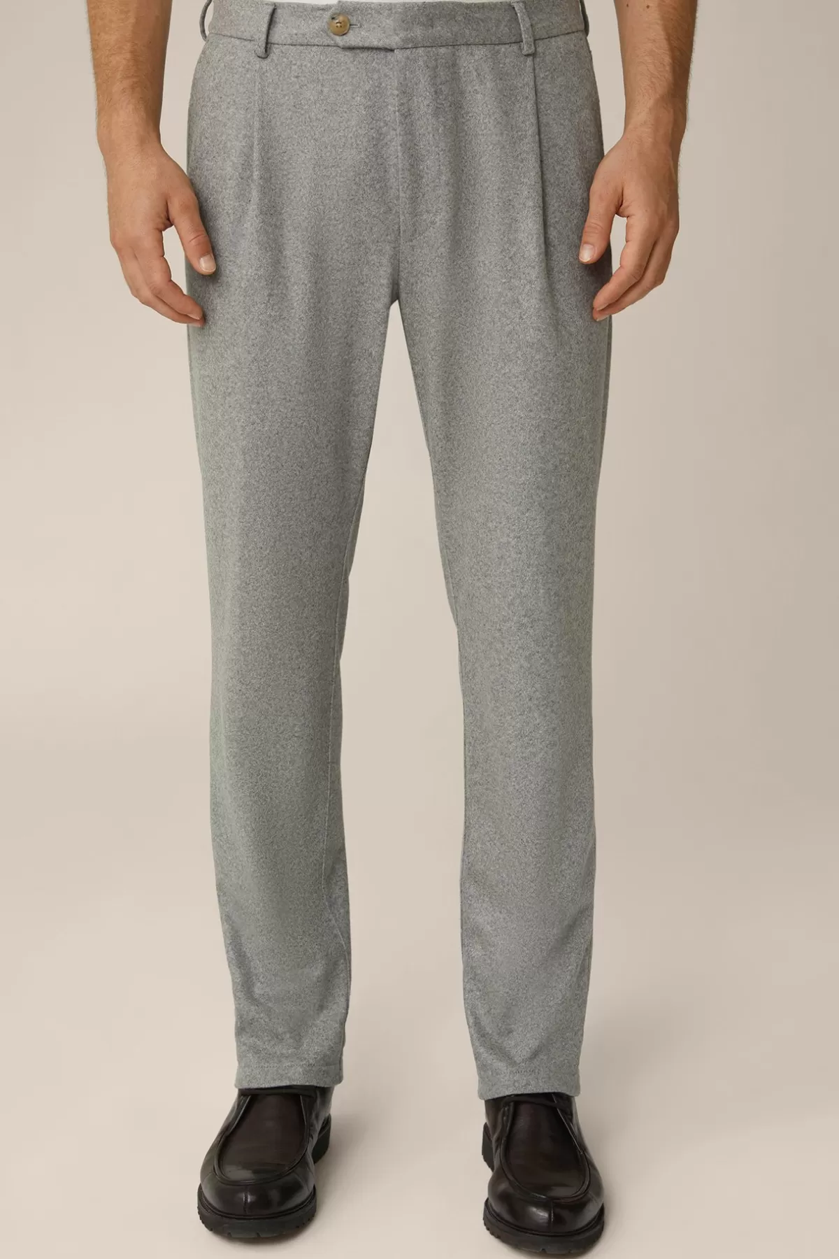 Hot Cashmere-Baukasten-Hose Floro Mit Bundfalte In Grau Meliert Herren Hosen & Jeans