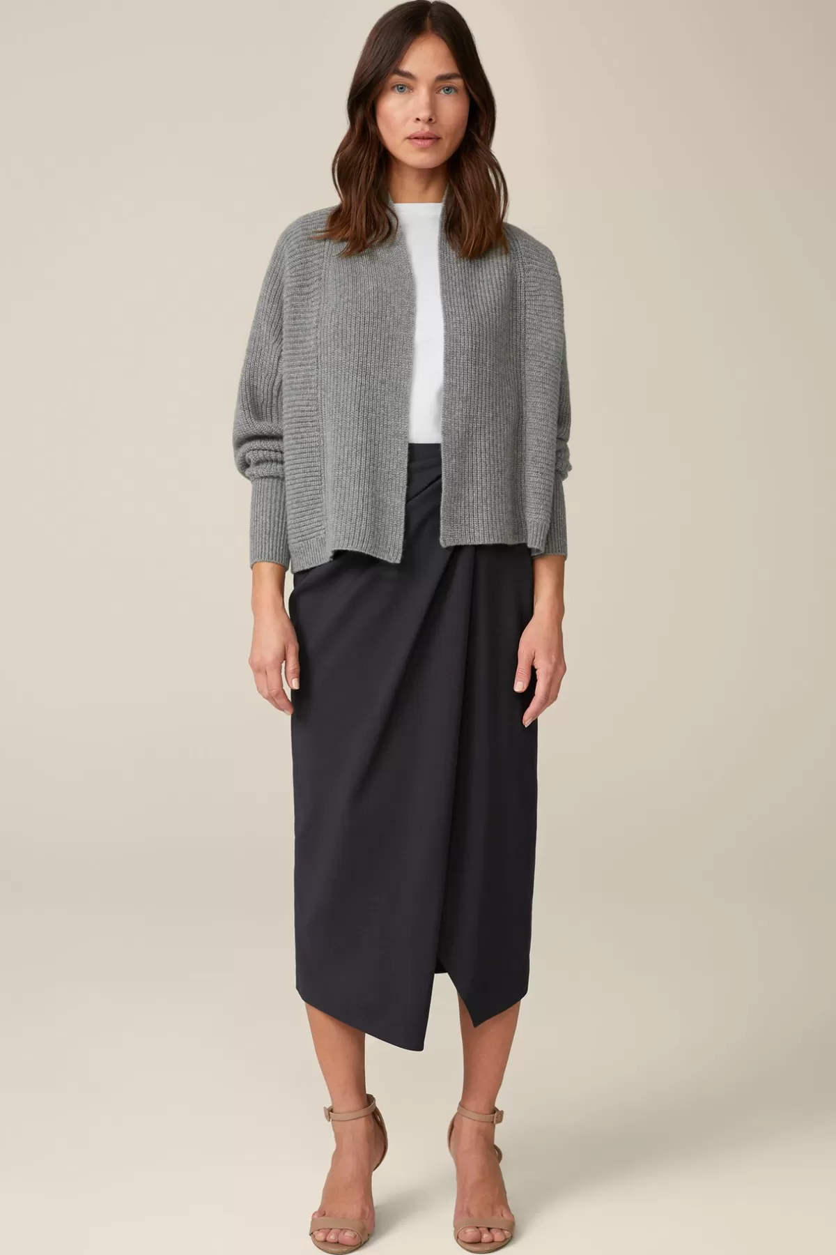 Fashion Cashmere-Cardigan In Grau Melange Damen 100% Cashmere