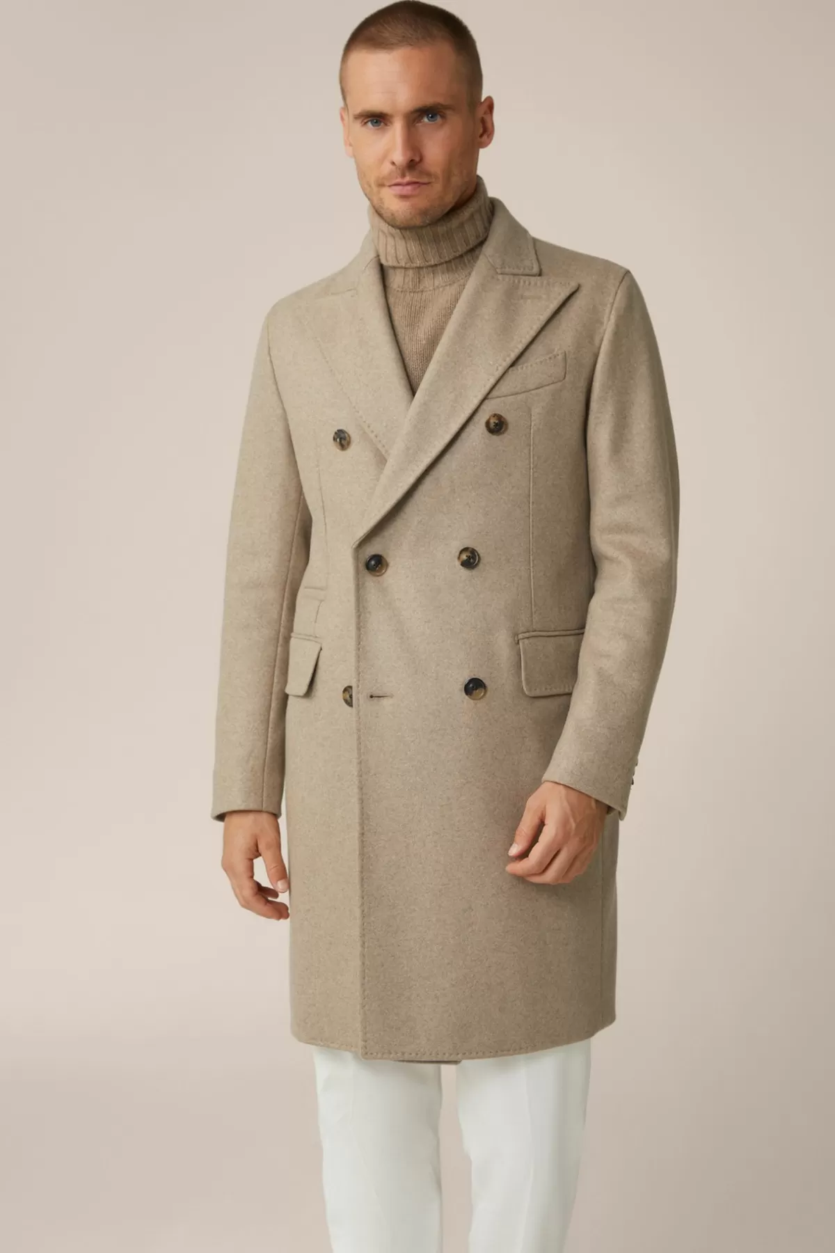 Cheap Cashmere-Doppelreiher-Mantel Cantro Mit Reverskragen In Herren 100% Cashmere