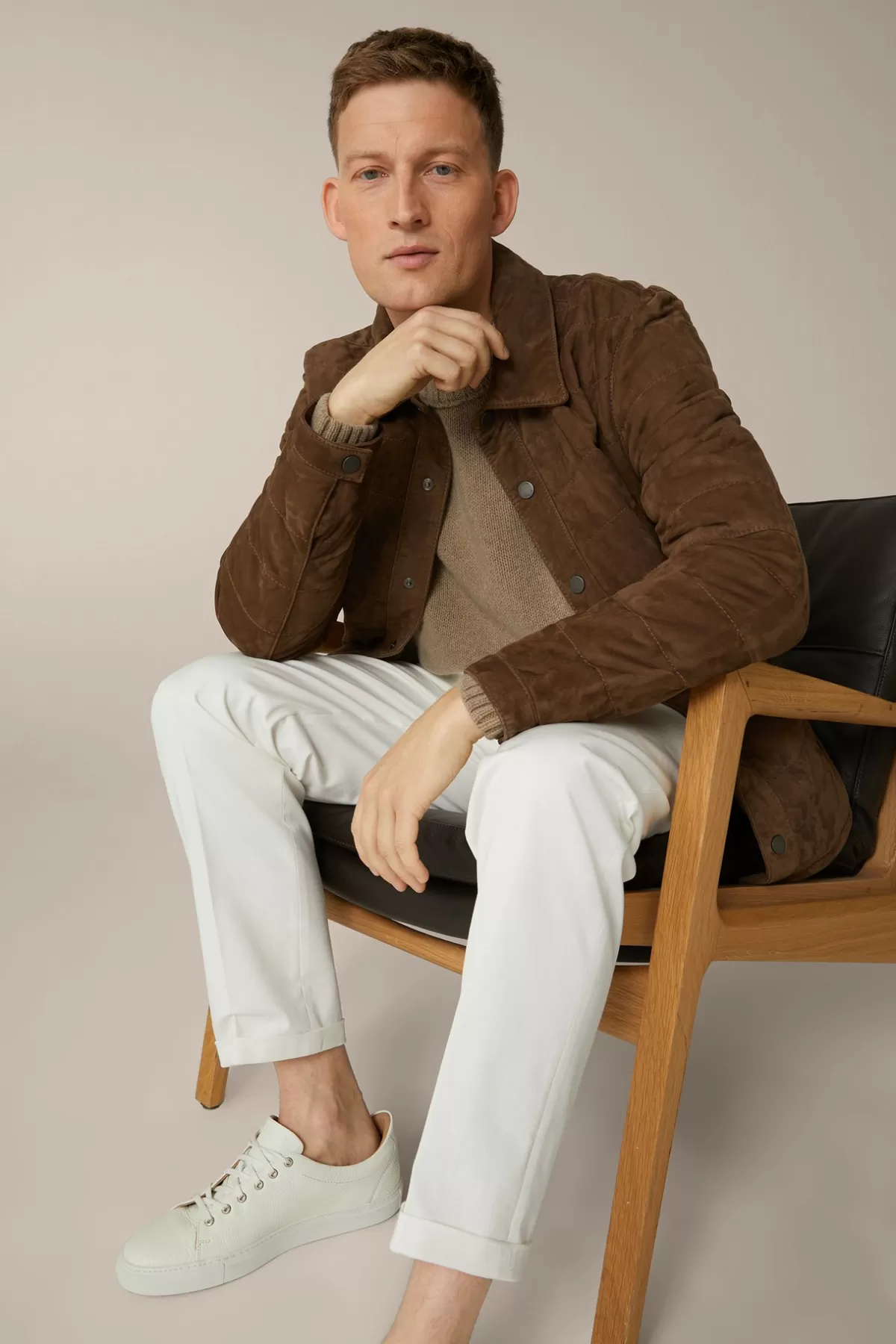 Discount Cashmere-Strick-Rundhals-Pullover Ecosio In Beige Herren 100% Cashmere