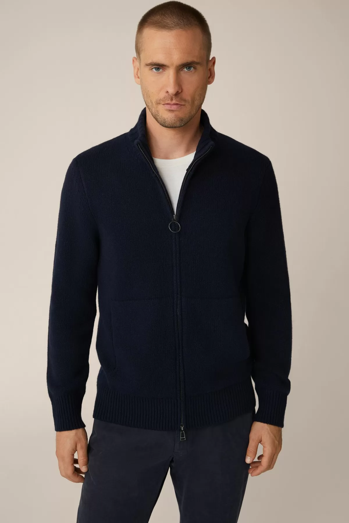 Store Cashmere-Zip-Strick-Jacke Ecosio Mit Stehkragen In Herren Strick