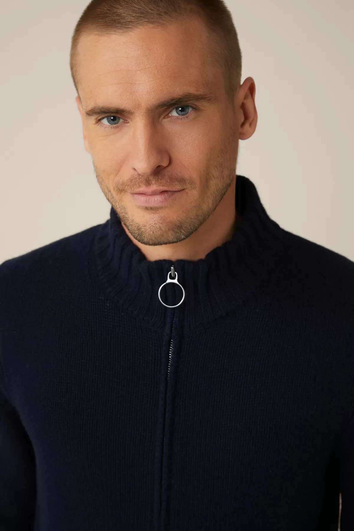Store Cashmere-Zip-Strick-Jacke Ecosio Mit Stehkragen In Herren Strick
