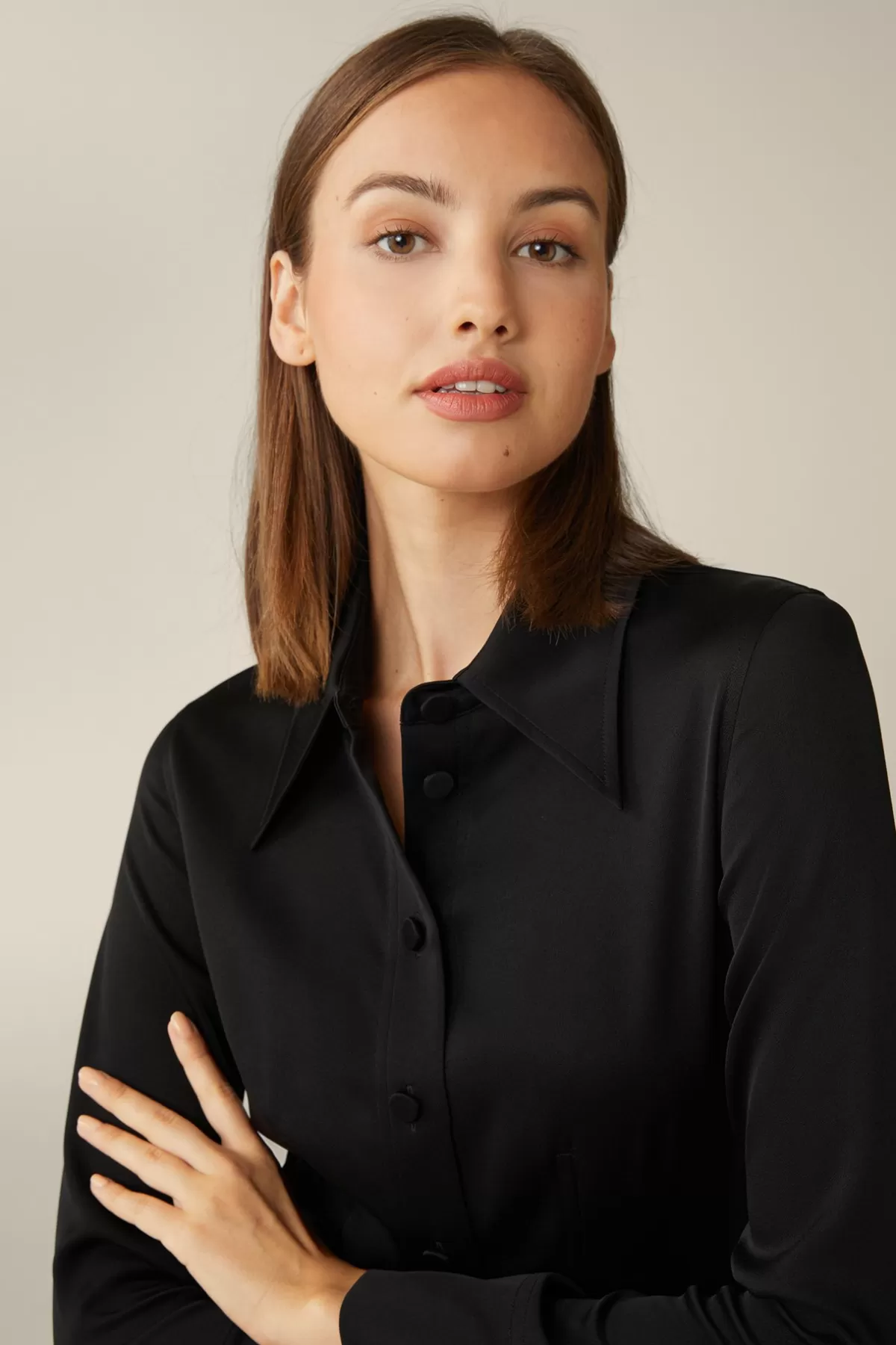 New Crepe-Hemdblusen-Kleid In Damen Kleider & Overalls