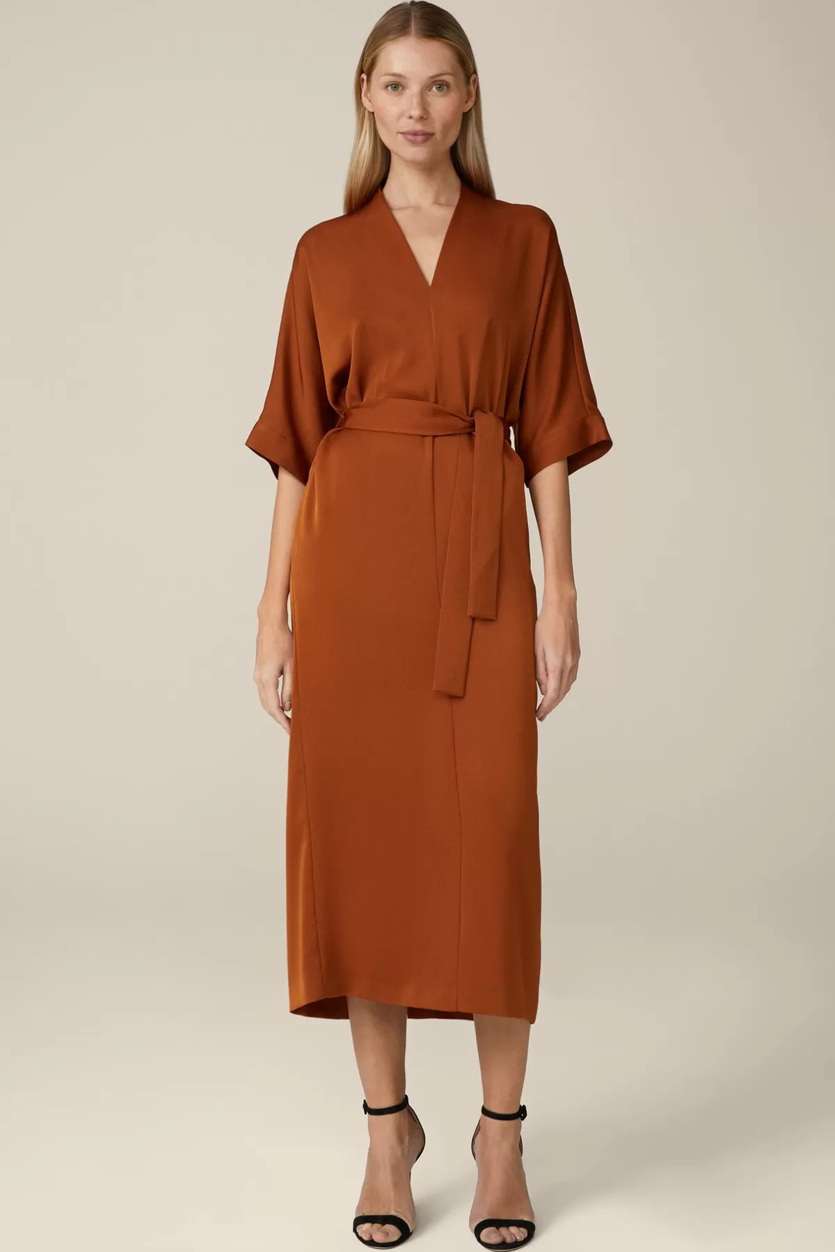 Cheap Crepe-Kleid In Midi-Lange In Damen Kleider & Overalls