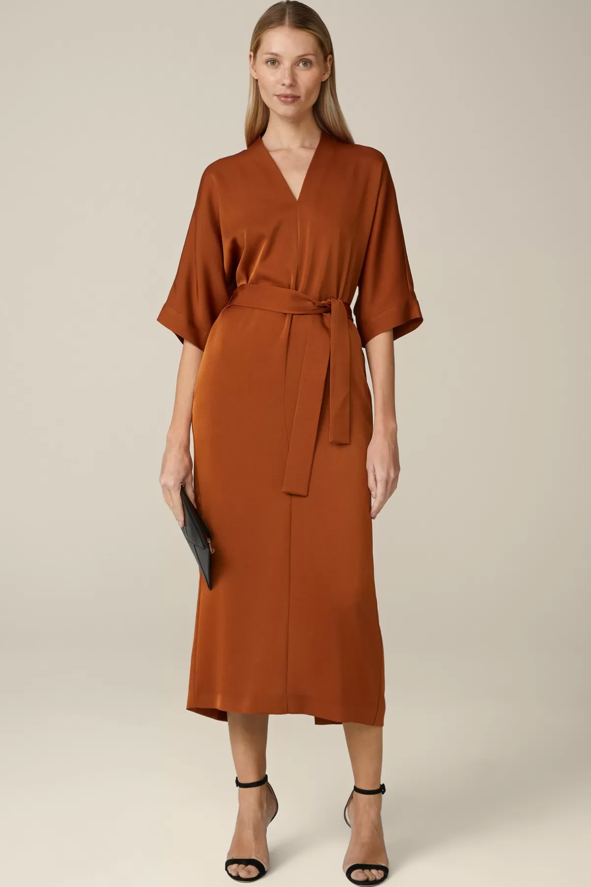 Cheap Crepe-Kleid In Midi-Lange In Damen Kleider & Overalls