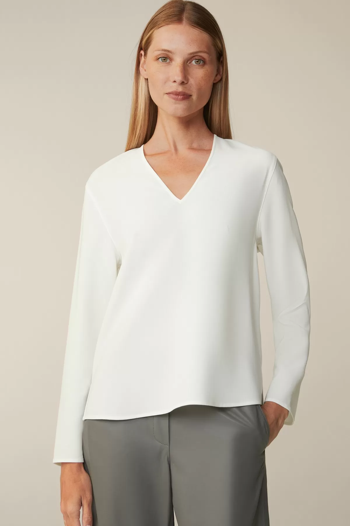 Store Crepe-Langarm-Bluse In Damen Blusen & Tops