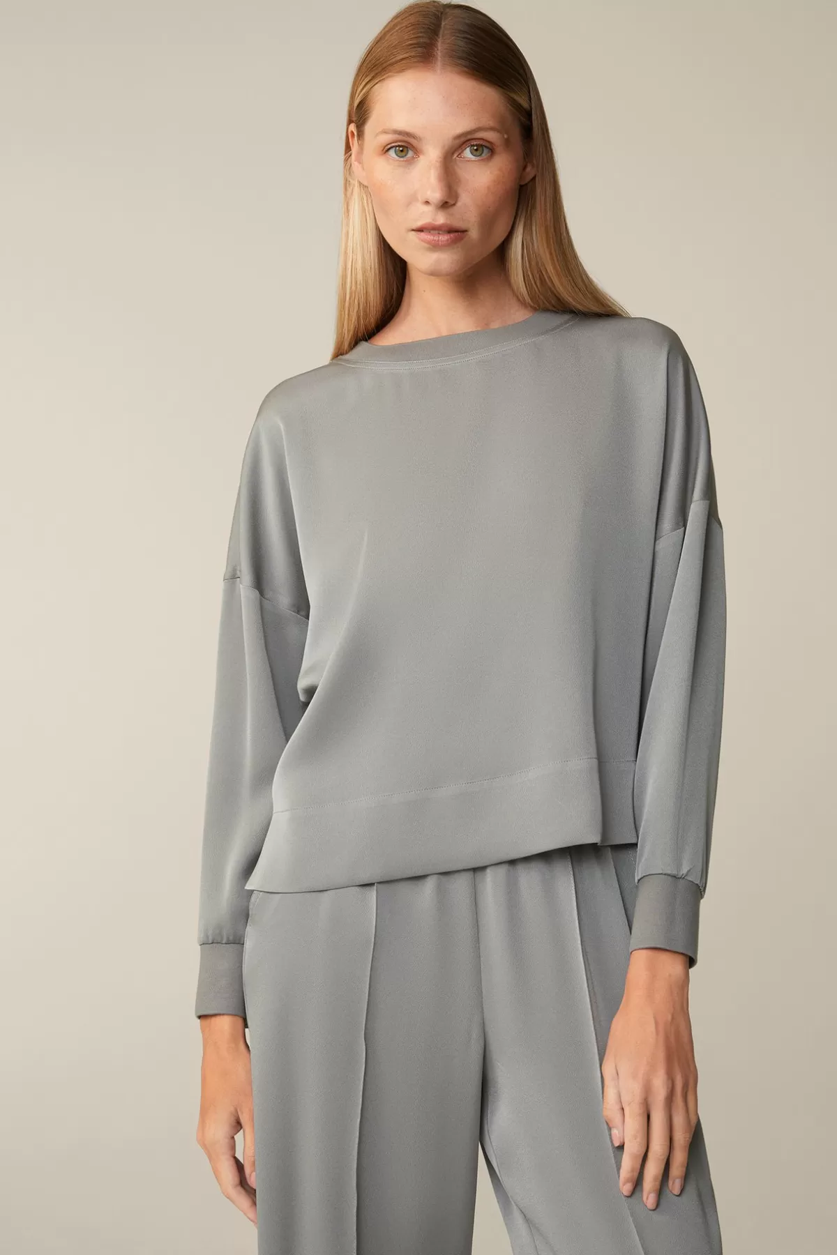 Store Crepe-Langarm-Bluse In Damen Blusen & Tops