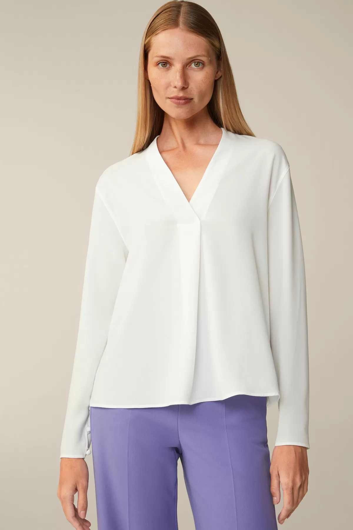 Outlet Crepe-Langarm-Bluse In Damen Blusen & Tops