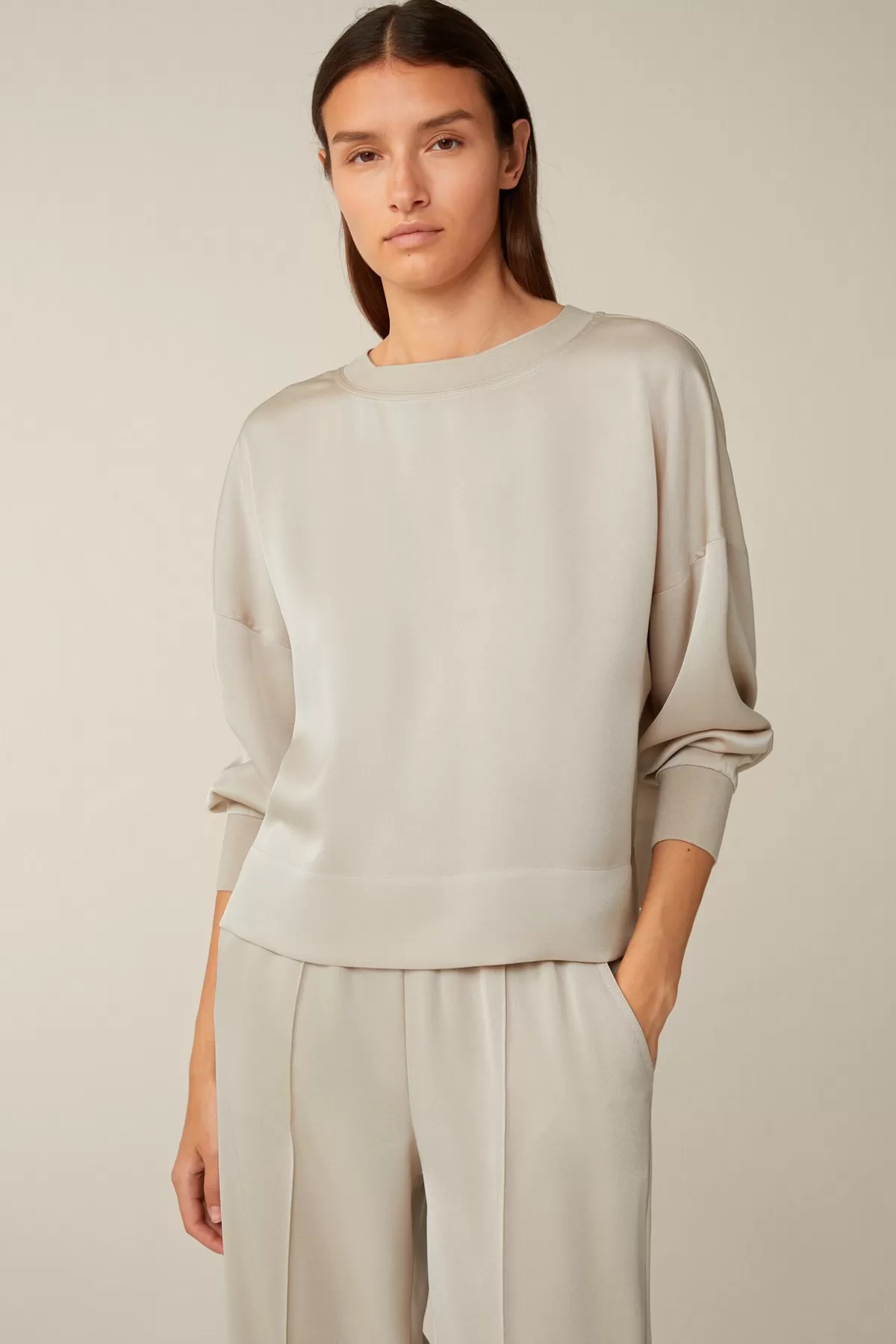 Hot Crepe-Langarm-Bluse In Damen Blusen & Tops