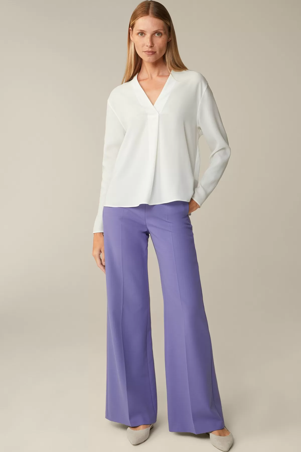 Outlet Crepe-Langarm-Bluse In Damen Blusen & Tops