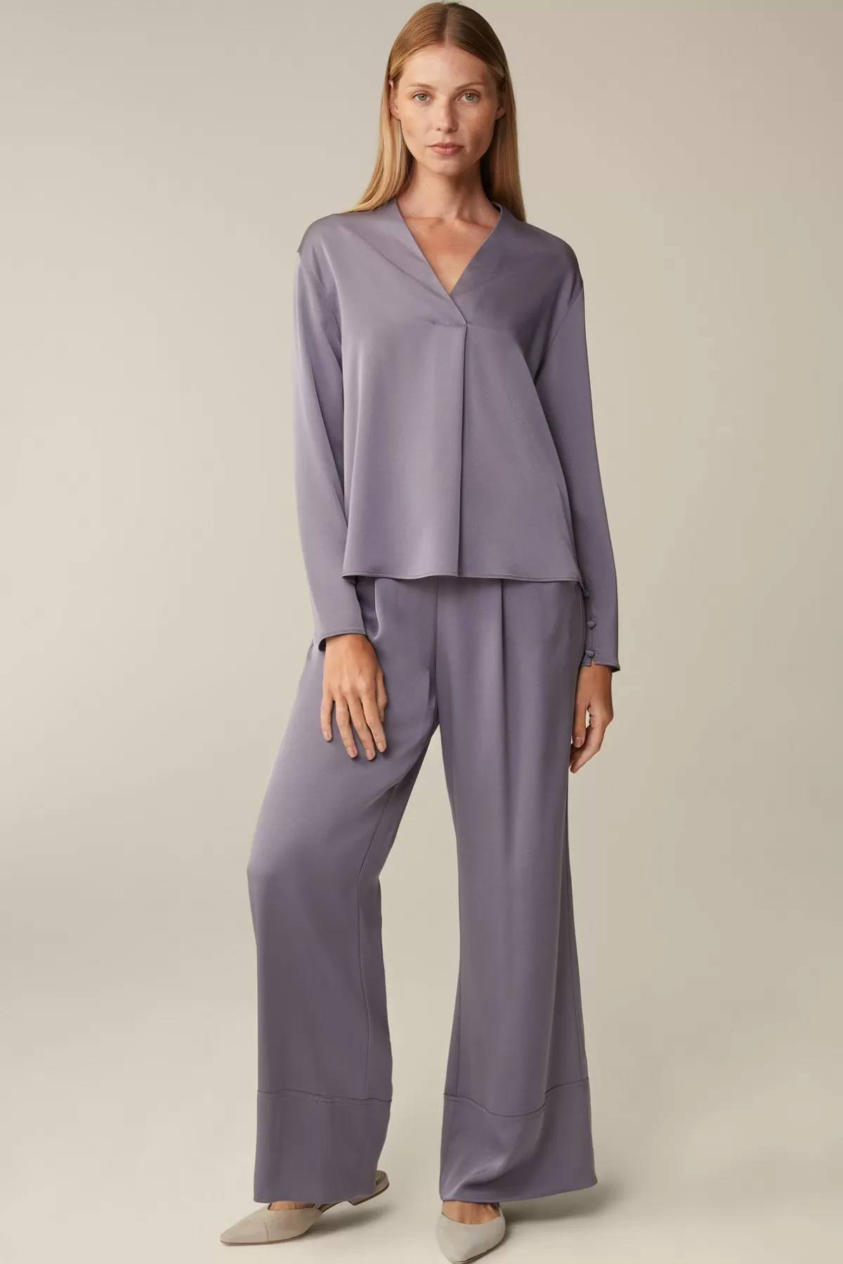 New Crepe-Langarm-Bluse In Damen Blusen & Tops