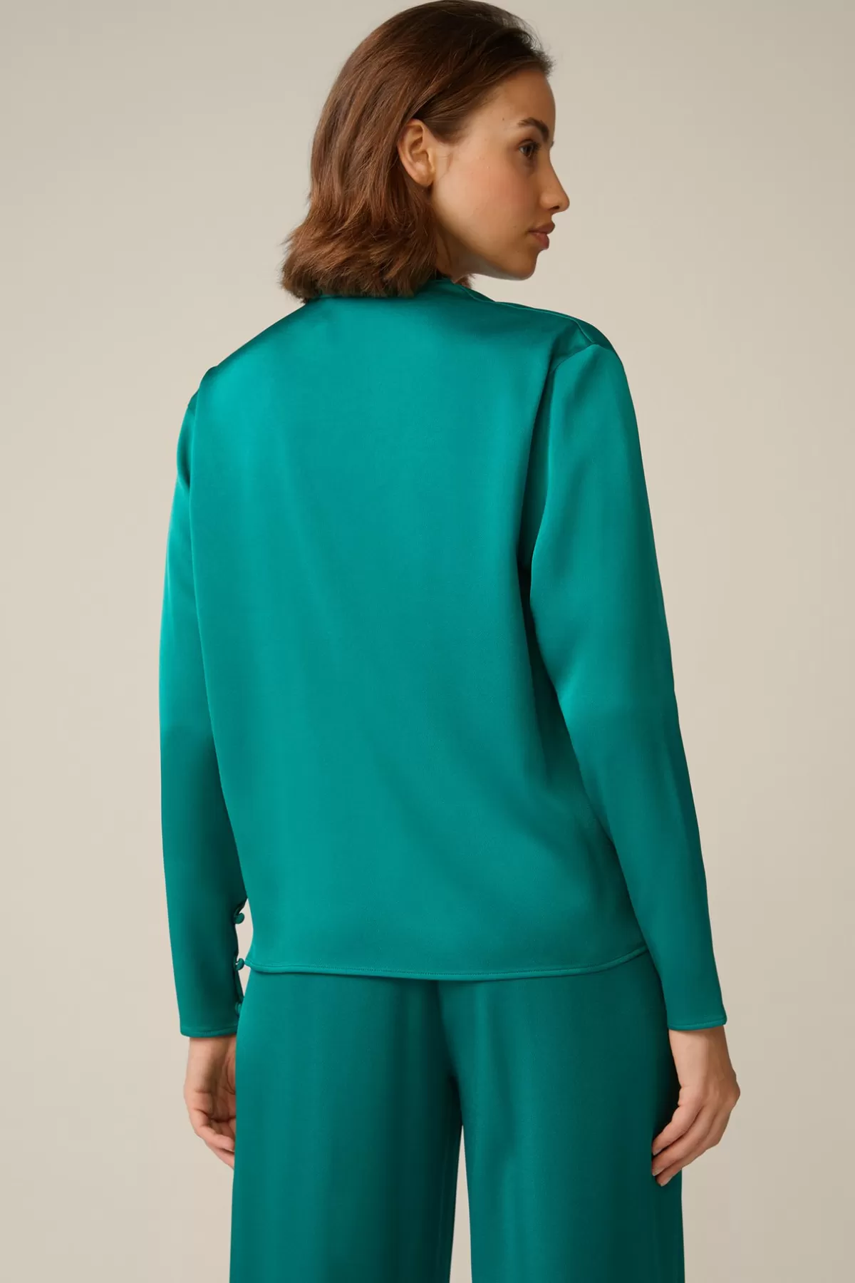 New Crepe-Langarm-Bluse In Damen Blusen & Tops