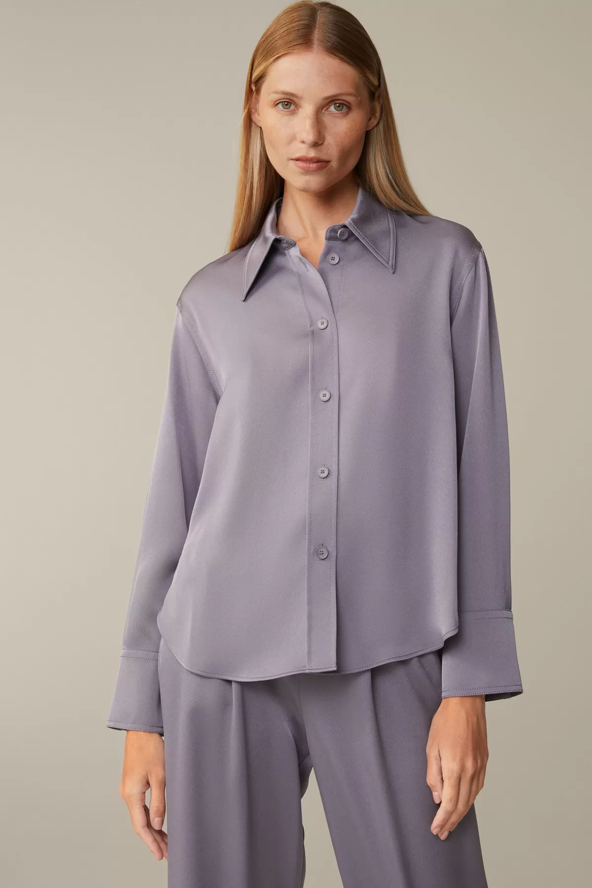 Online Crepe-Langarm-Hemd-Bluse In Damen Blusen & Tops