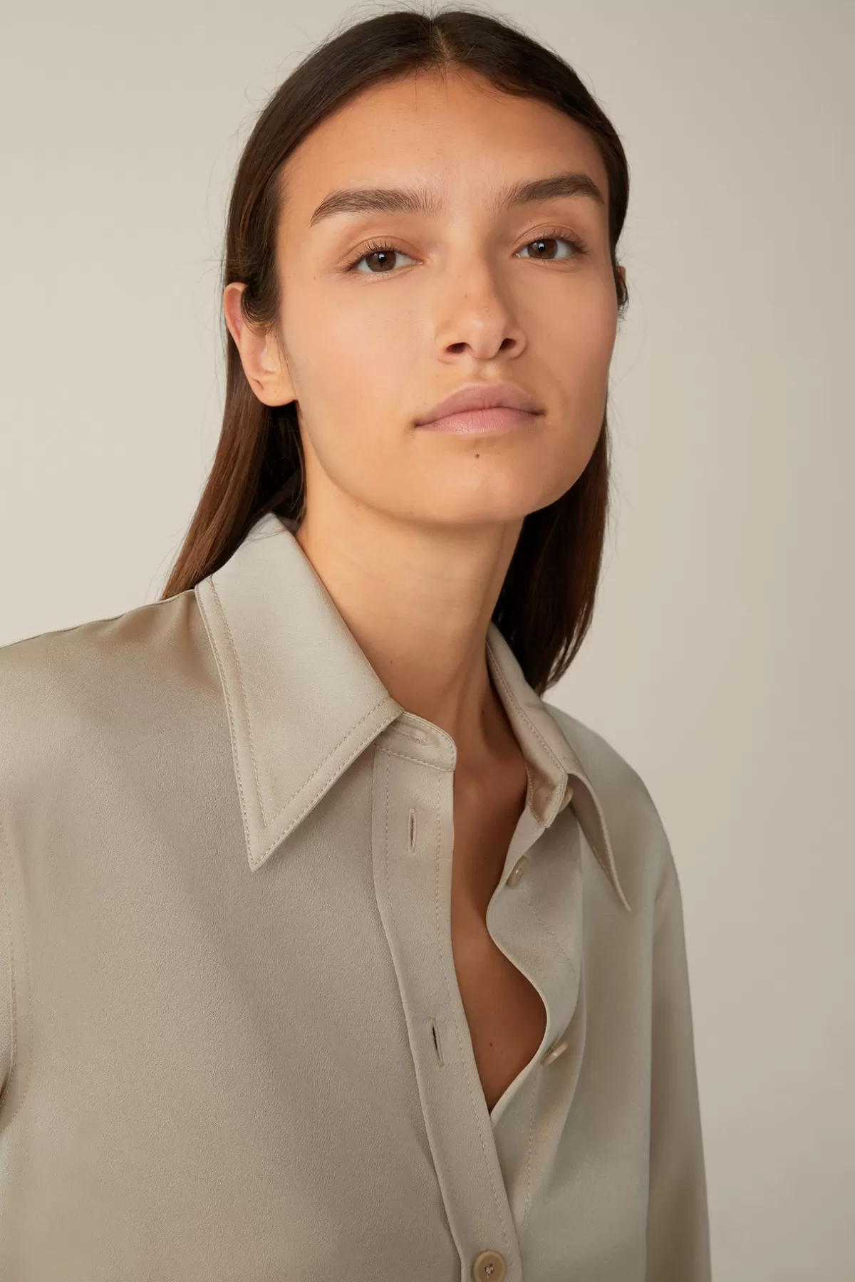 Best Sale Crepe-Langarm-Hemd-Bluse In Damen Blusen & Tops
