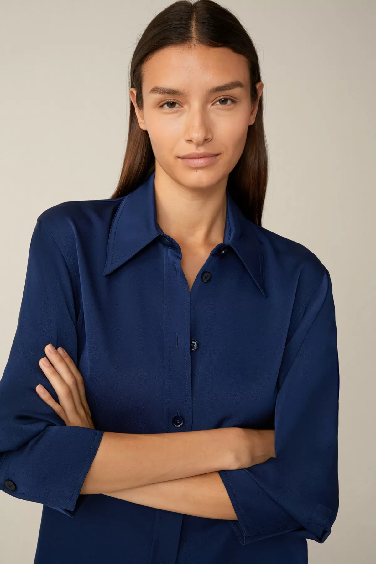 Cheap Crepe-Langarm-Hemd-Bluse In Damen Blusen & Tops