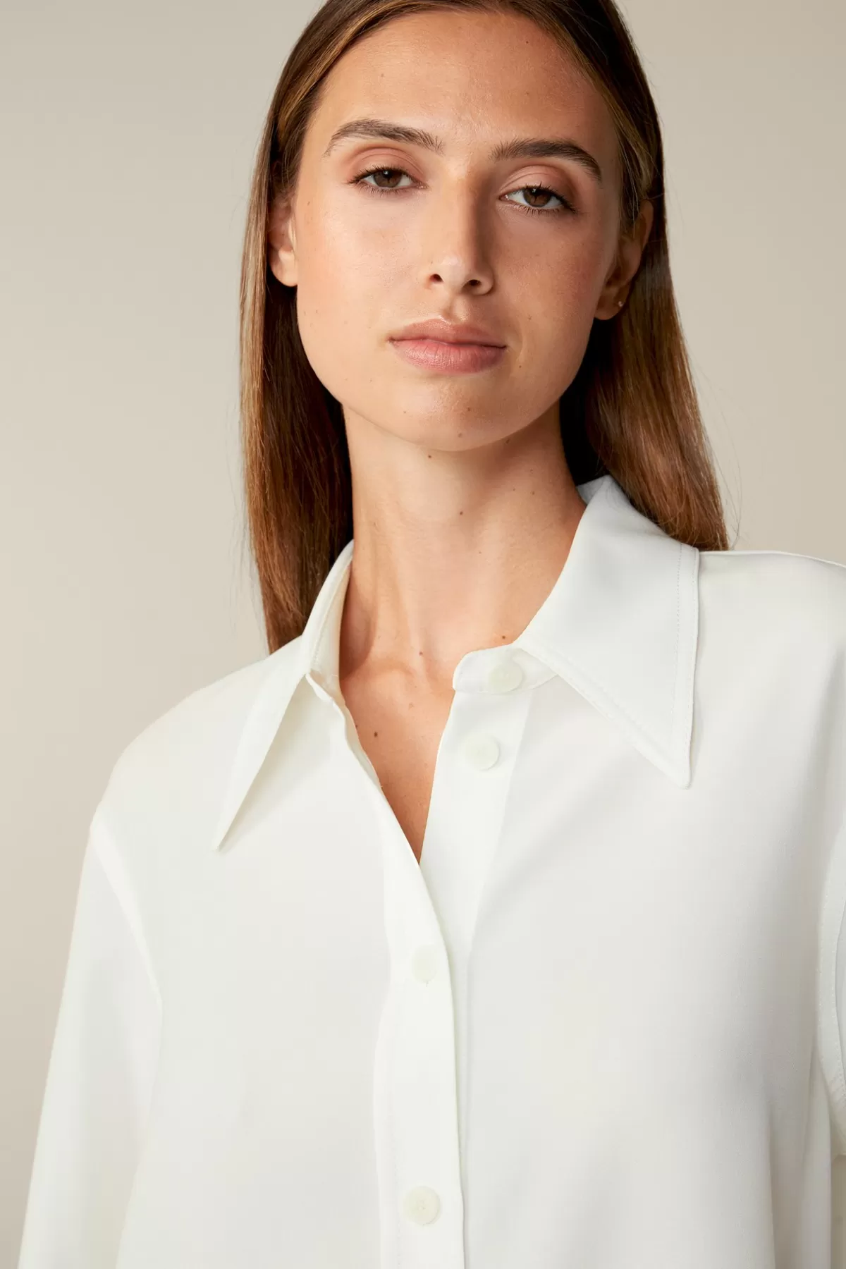 Sale Crepe-Langarm-Hemd-Bluse In Damen Blusen & Tops