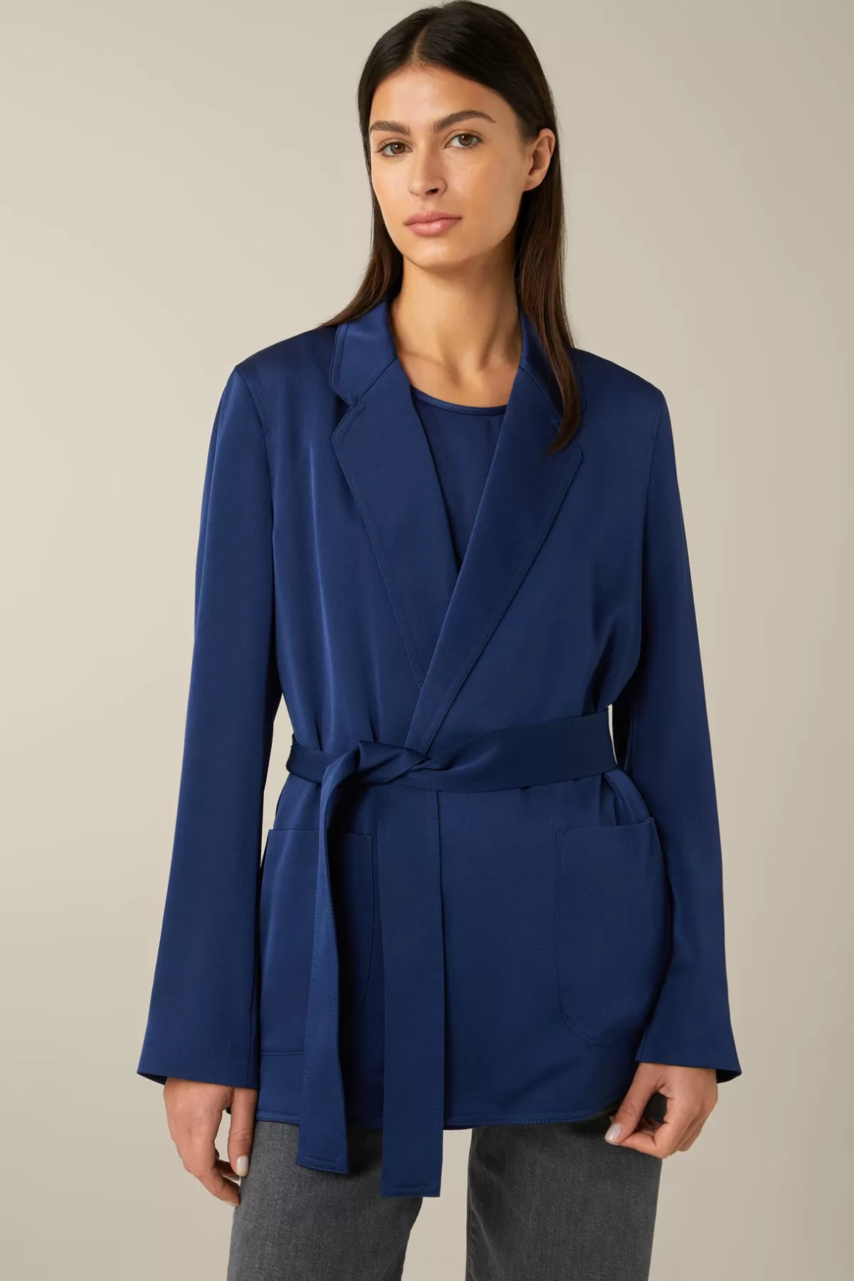Online Crepe-Long-Blazer Mit Gürtel In Damen Blazer