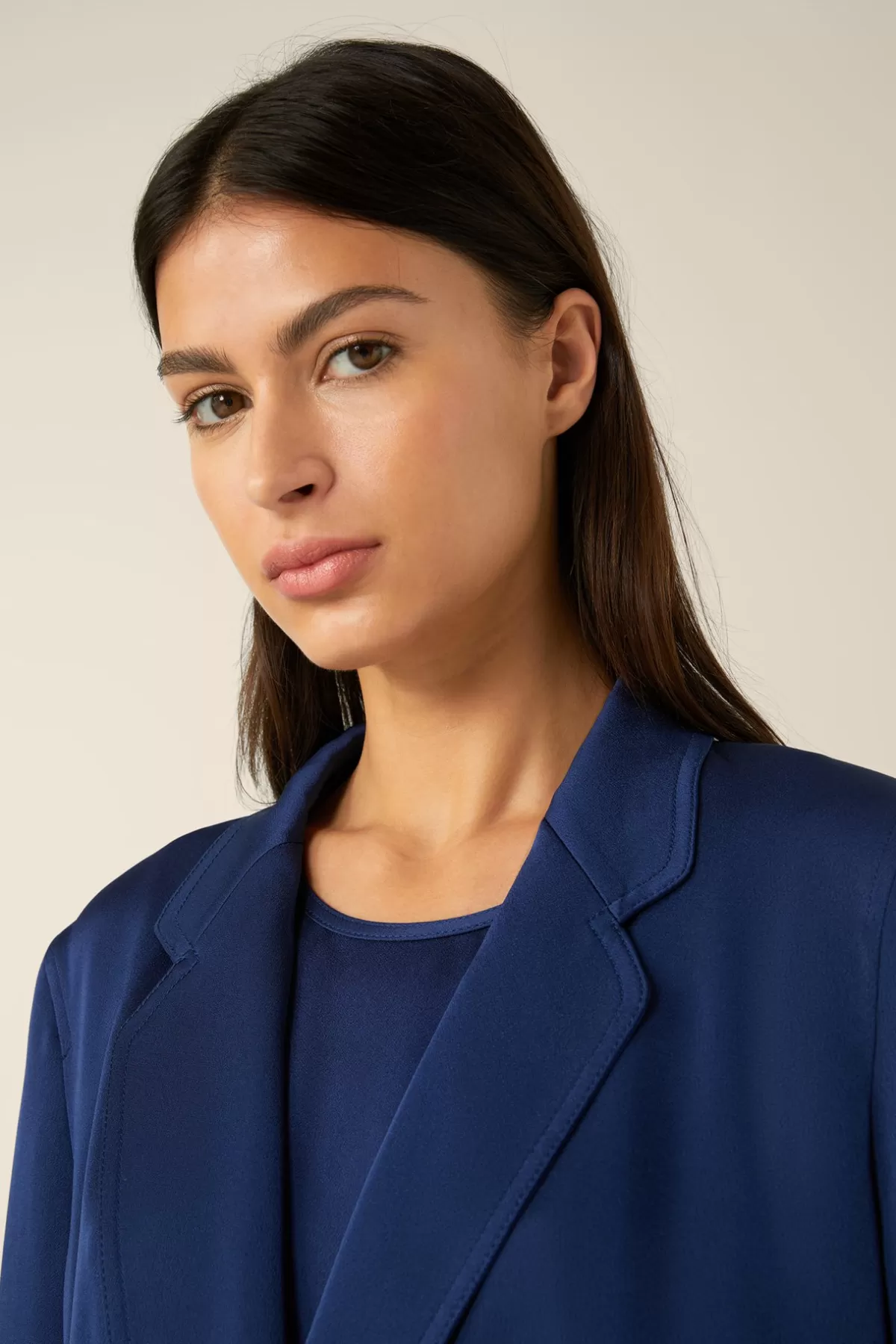 Online Crepe-Long-Blazer Mit Gürtel In Damen Blazer