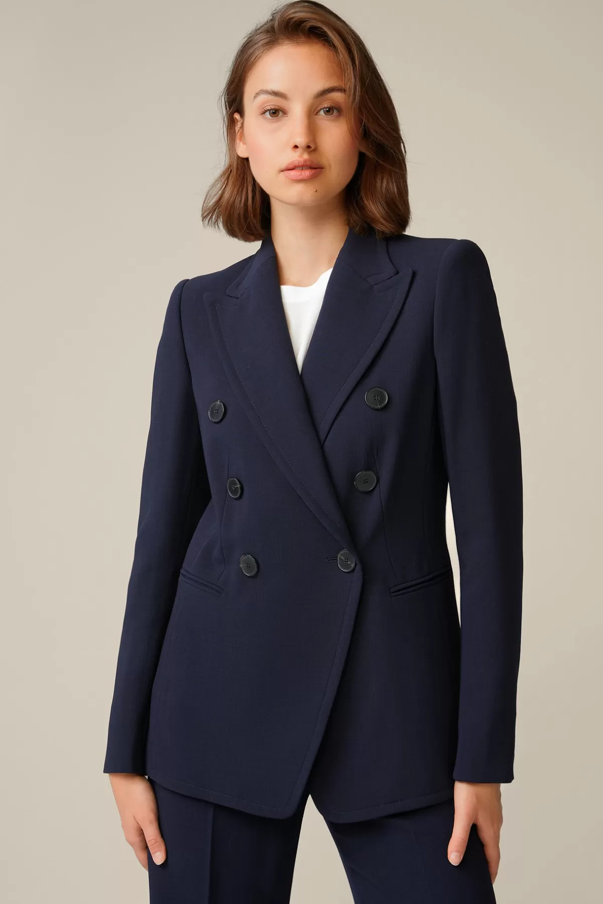 Outlet Double-Wollcrepe-Doppelreiher-Blazer In Damen Blazer