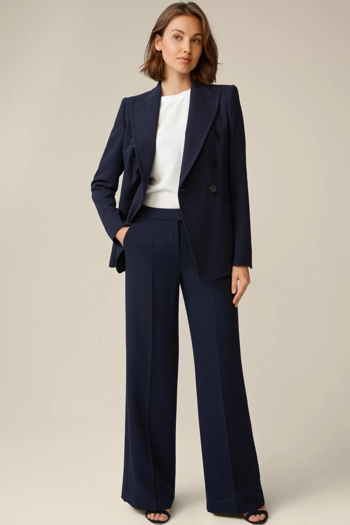 Outlet Double-Wollcrepe-Doppelreiher-Blazer In Damen Blazer