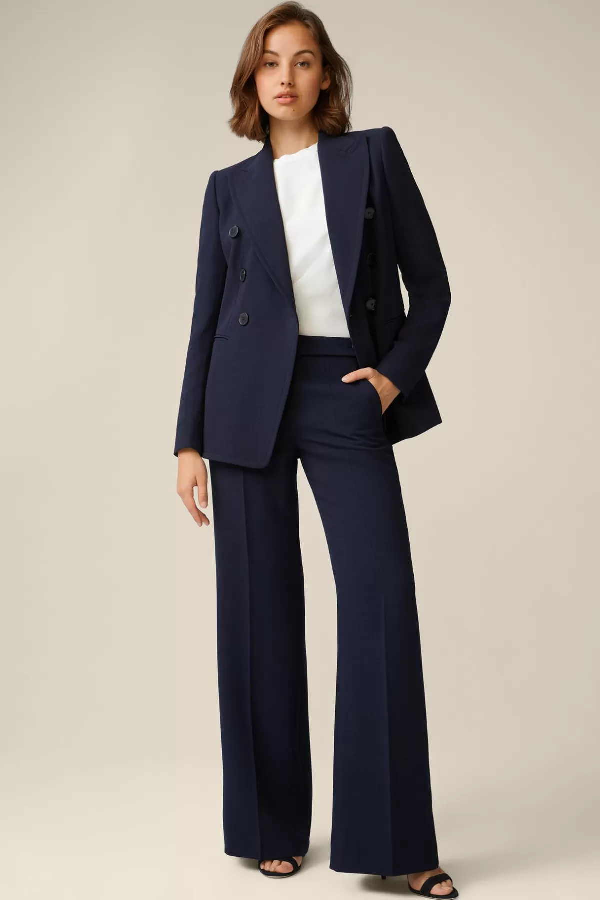Online Double-Wollcrepe-Palazzo-Hose In Damen Hosen & Jeans