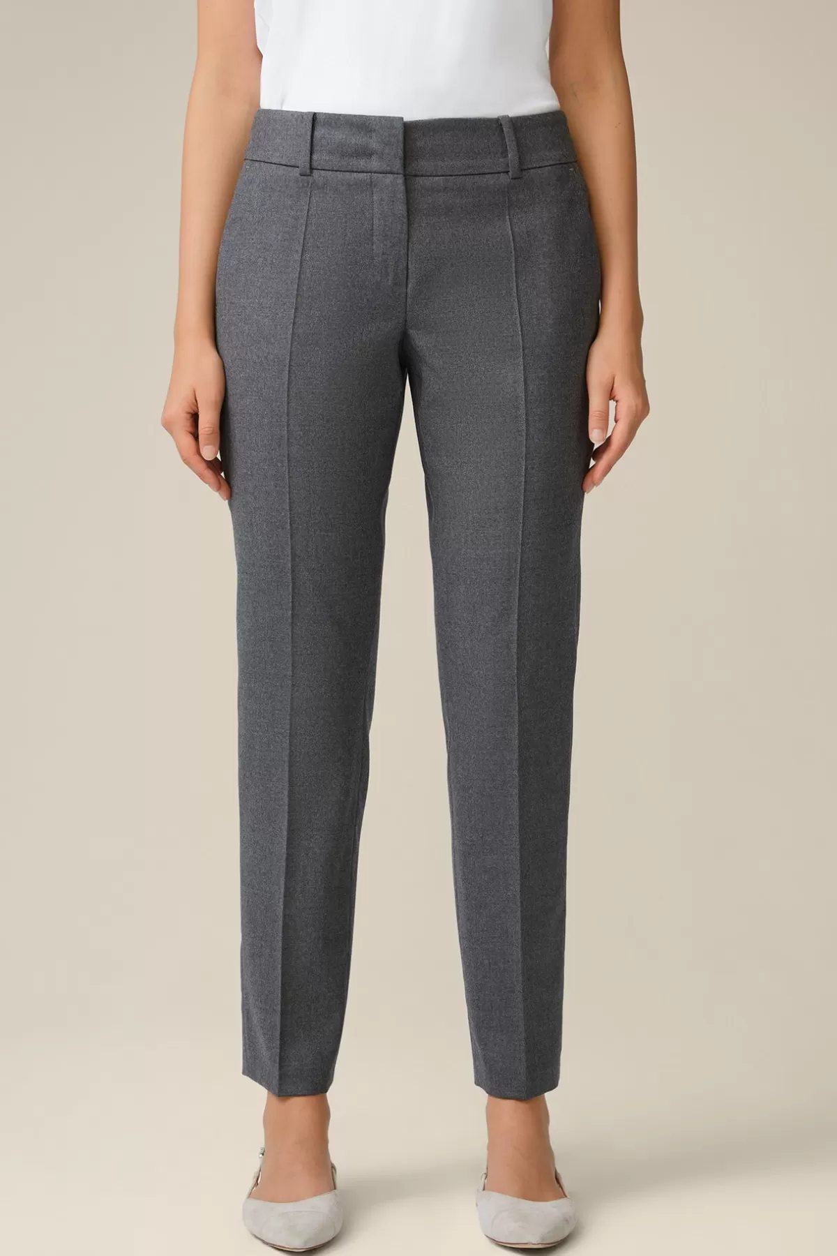 Outlet Flanell-Anzug-Hose In Grau Damen Hosen & Jeans