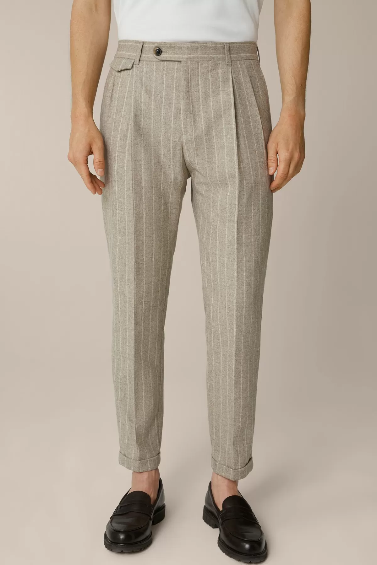 Store Flanell-Baukasten-Hose Serpo Mit Kreidestreifen In Herren Hosen & Jeans
