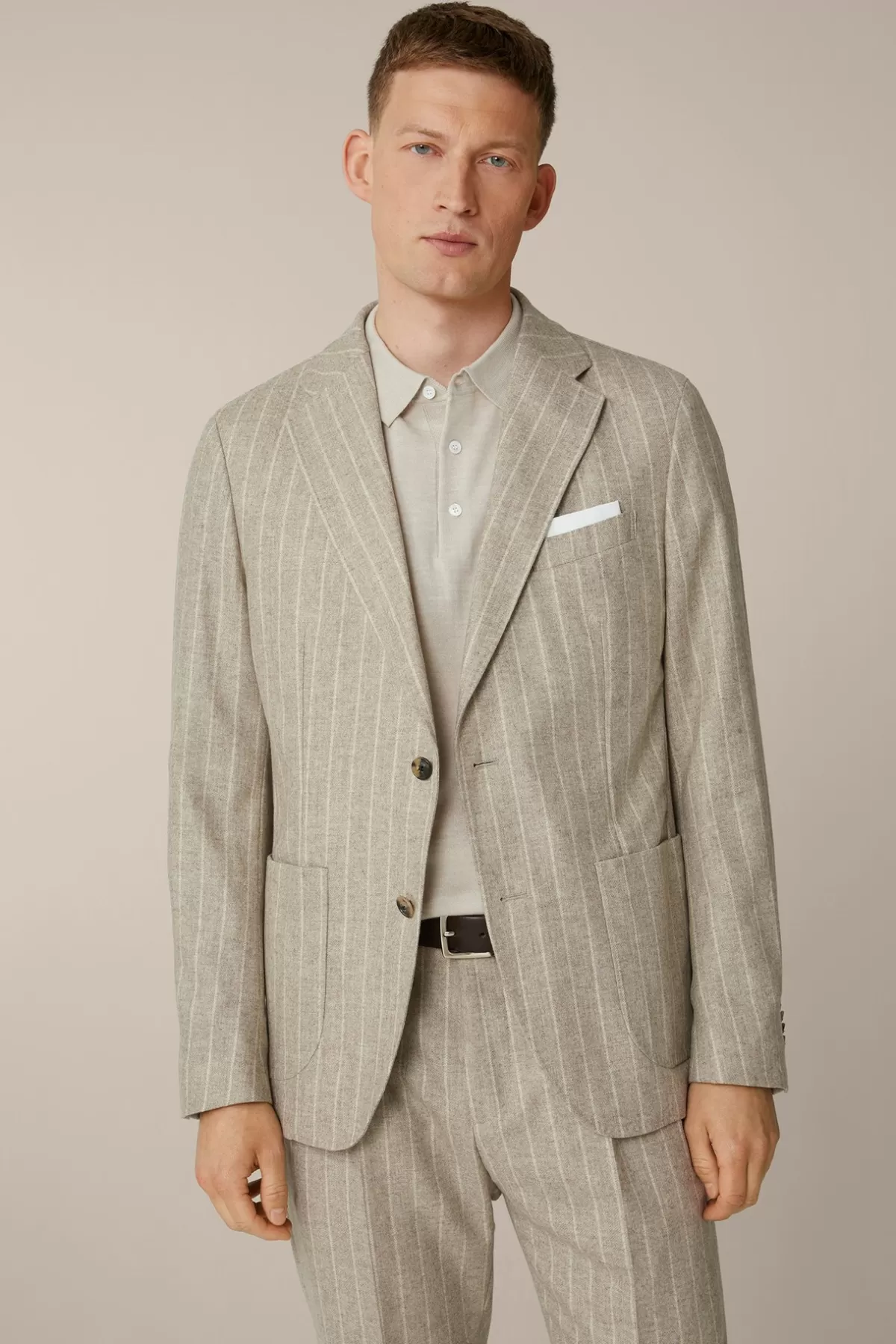 Fashion Flanell-Baukasten-Sakko Giro Mit Kreidestreifen In Herren Sakkos