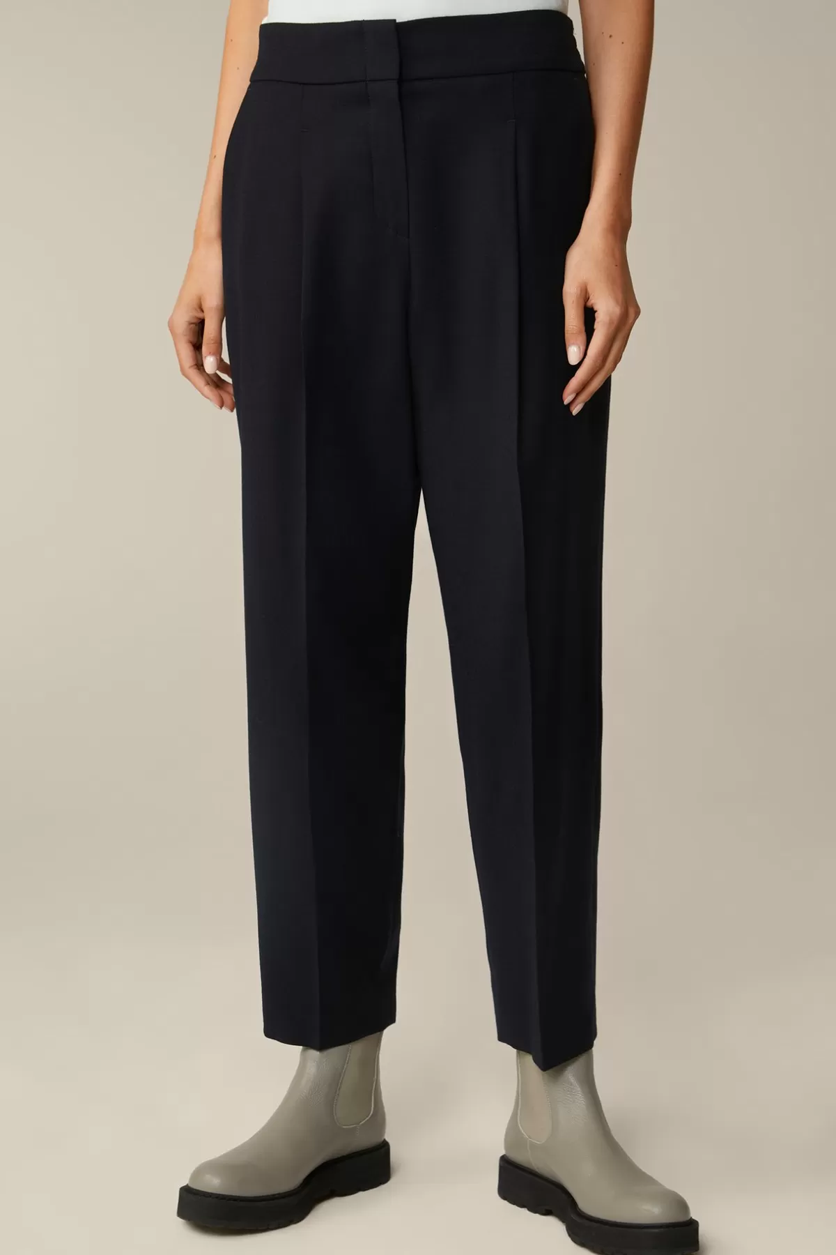 Store Flanell-Bundfalten-Hose, Verkurzt, In Damen Hosen & Jeans