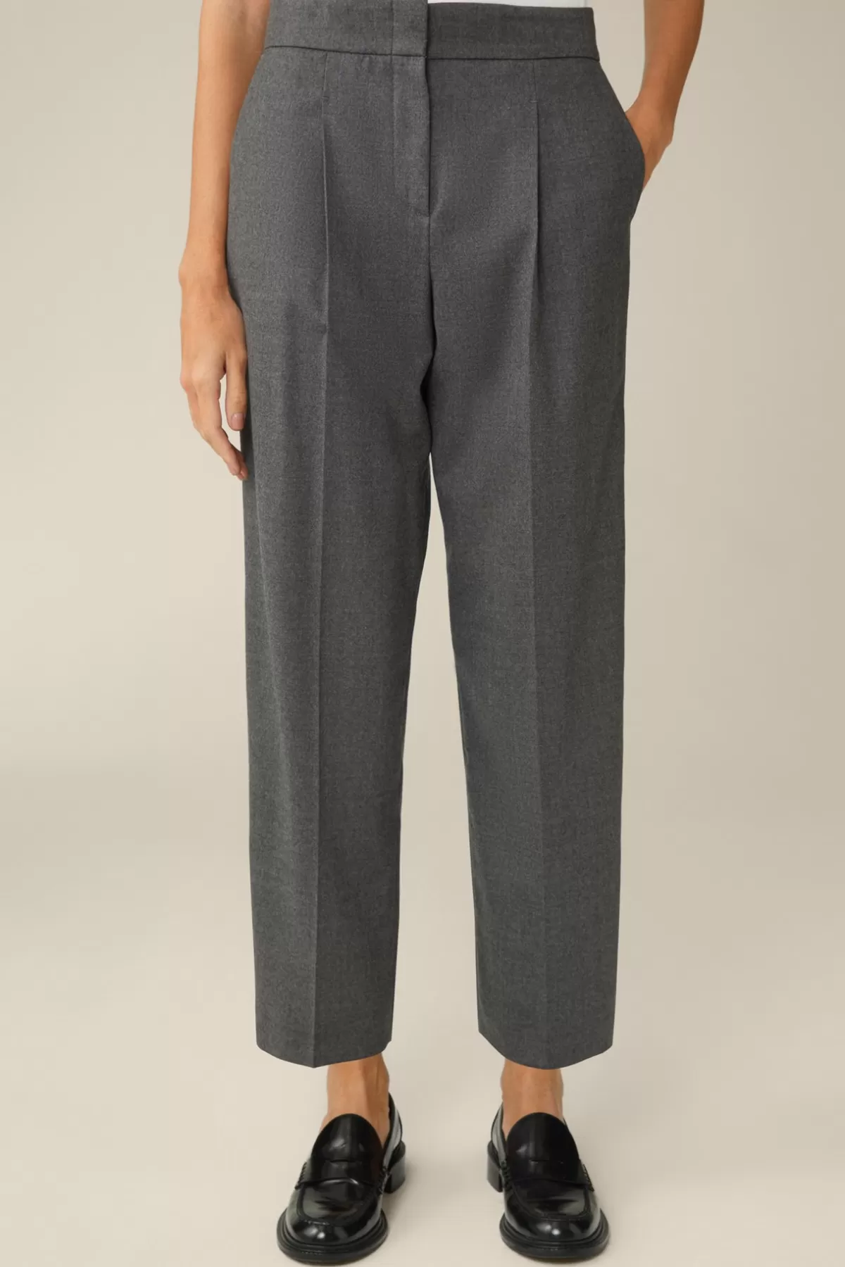 Flash Sale Flanell-Bundfalten-Hose, Verkurzt, In Damen Hosen & Jeans