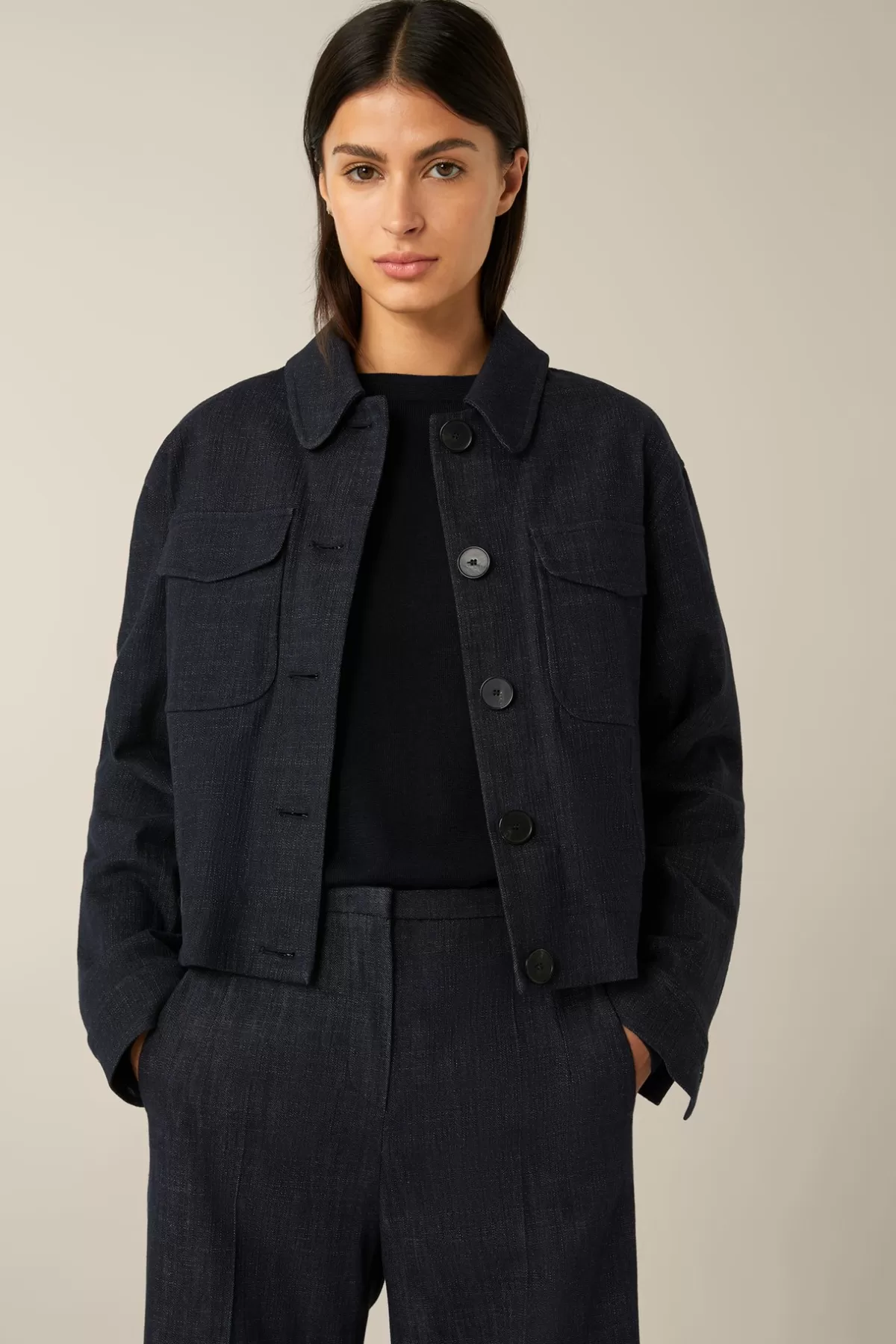 Best Jeans-Blazer-Jacke In Dark Denim Blue Damen Jacken & Mäntel