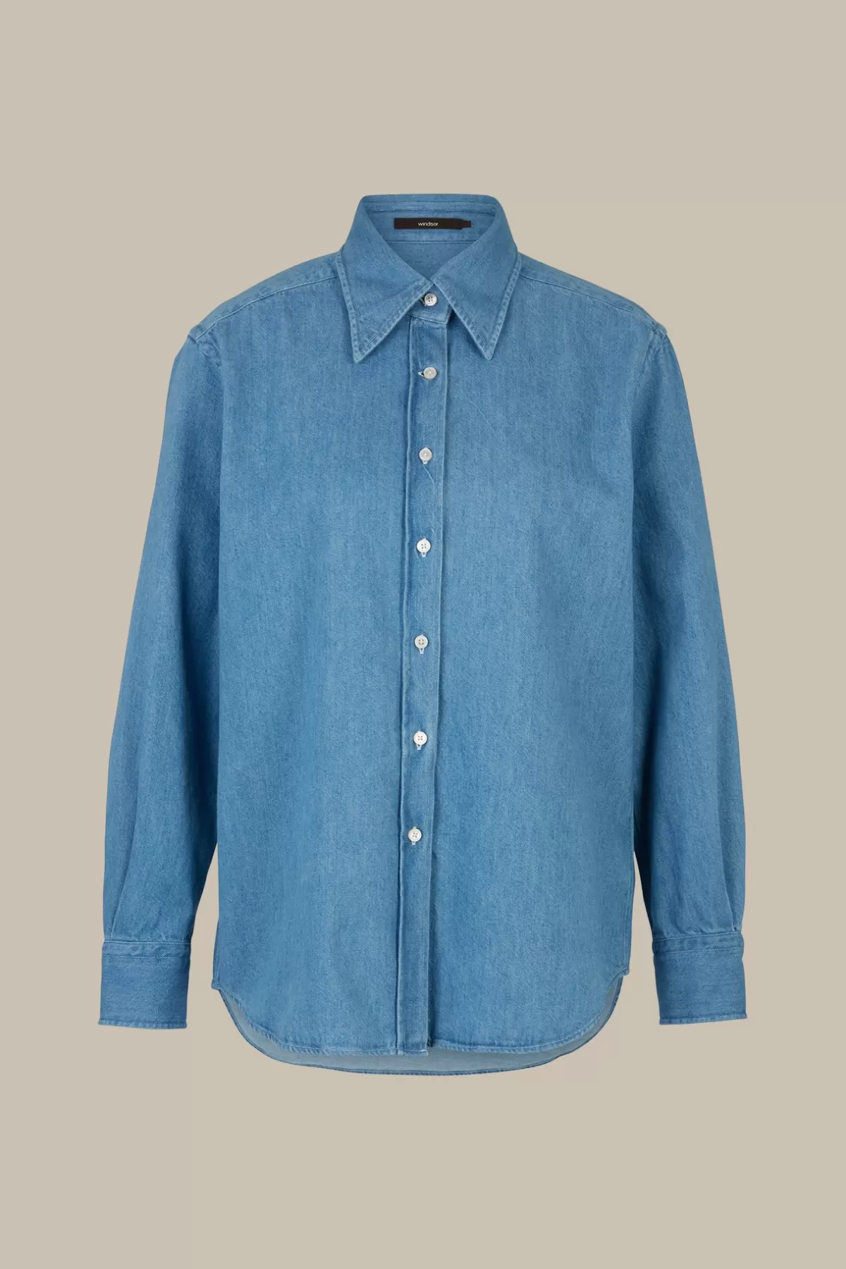 Cheap Jeans-Hemdbluse In Light Blue Washed Damen Blusen & Tops