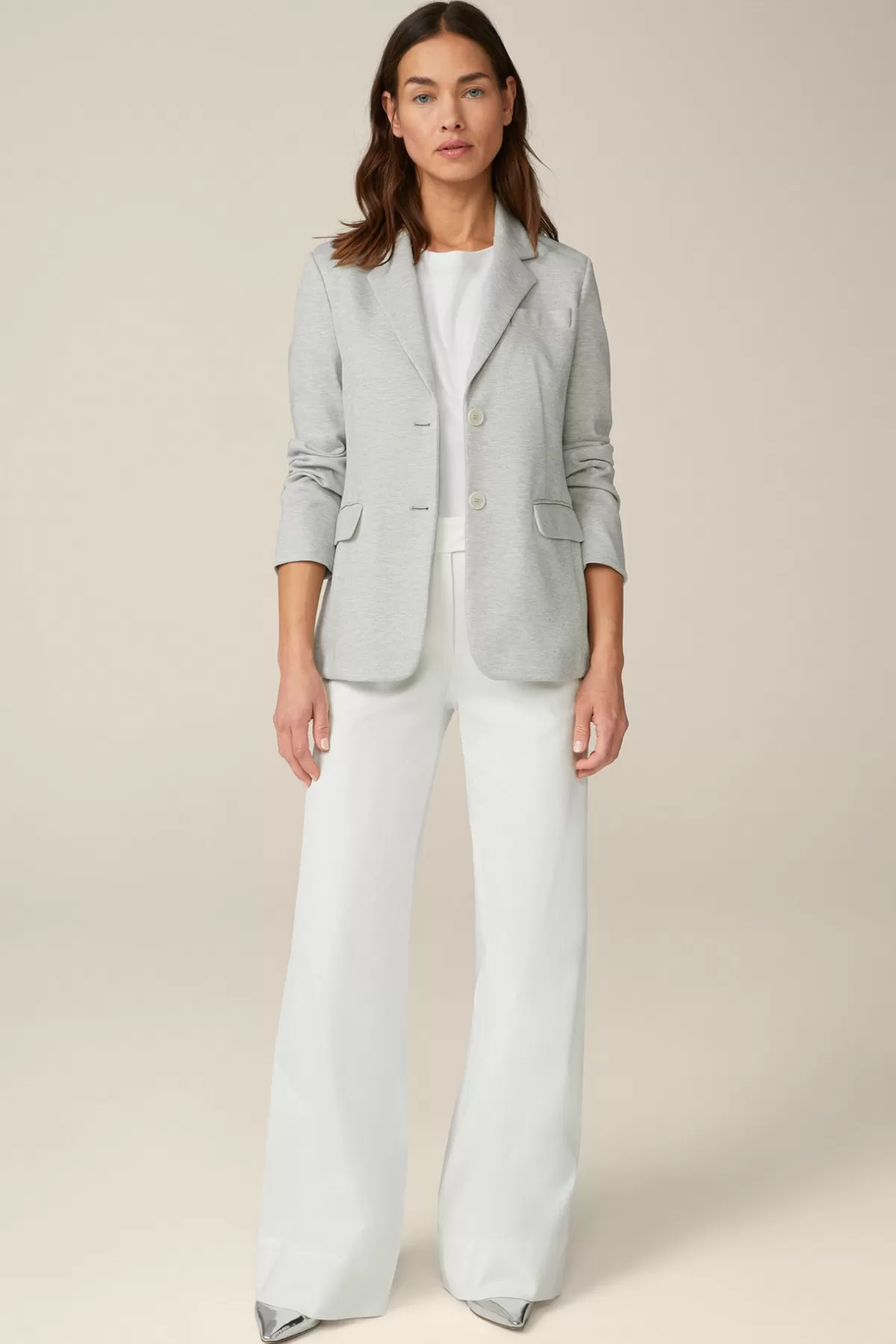 Cheap Jersey-Blazer In Hell Ecru Gemustert Damen Blazer