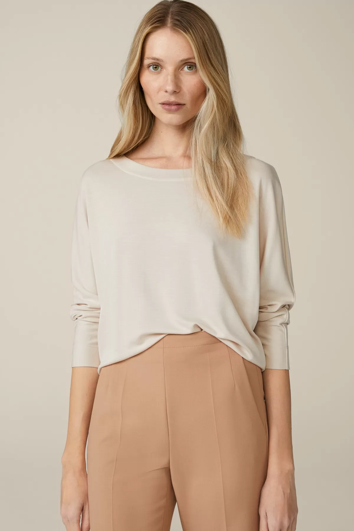 Clearance Jersey-Langarm-Shirt Aus Tencel In Hell Damen T-Shirts & Sweats