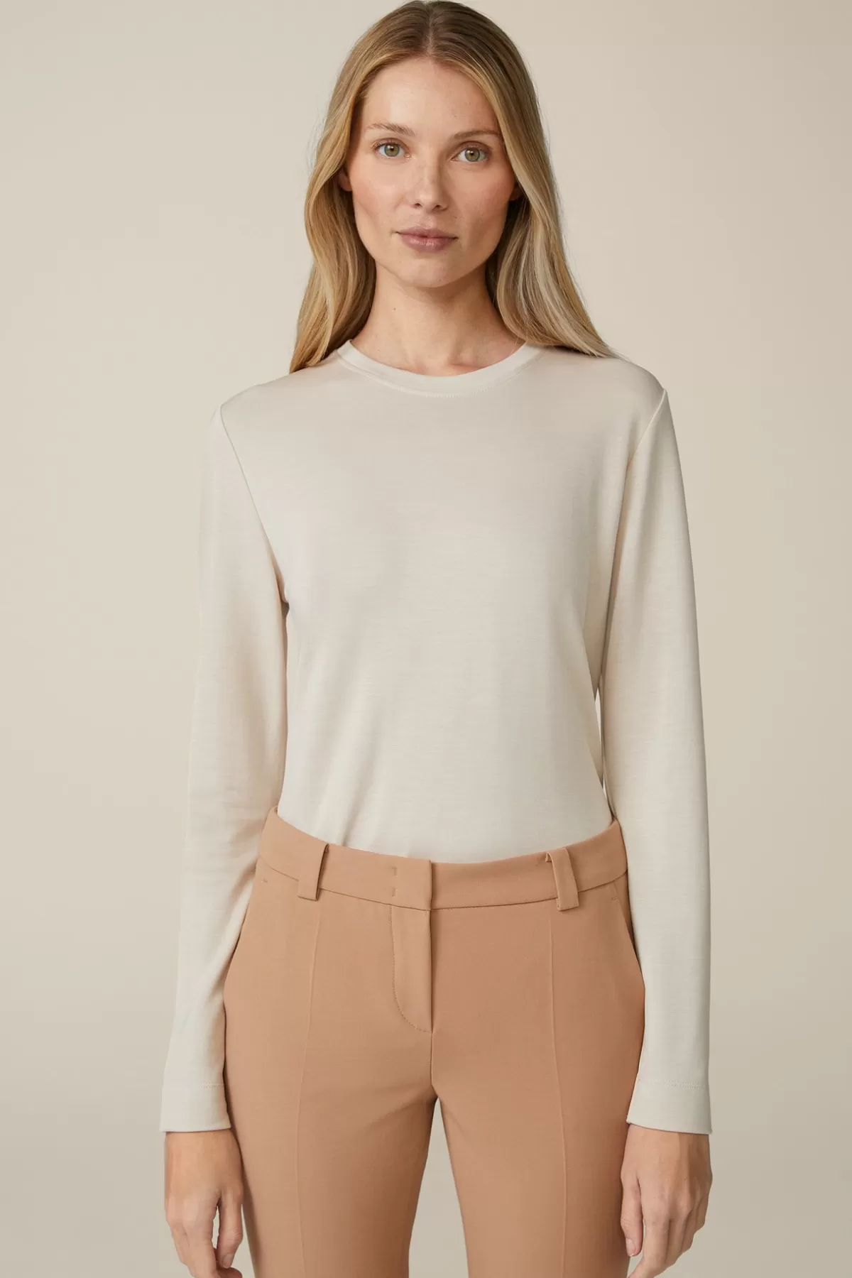 Online Jersey-Langarm-Shirt Aus Tencel In Hell Damen T-Shirts & Sweats