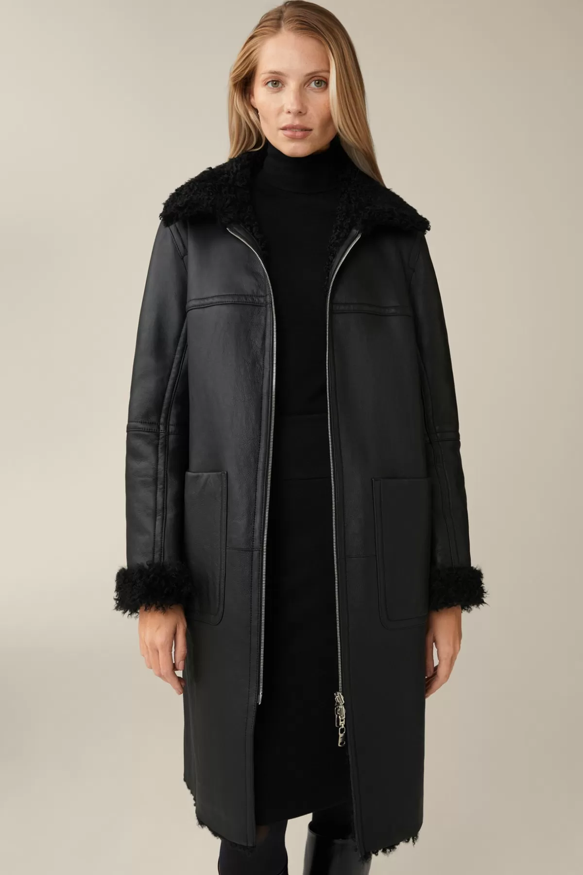 Discount Lammfell-Wende-Mantel In Damen Leder