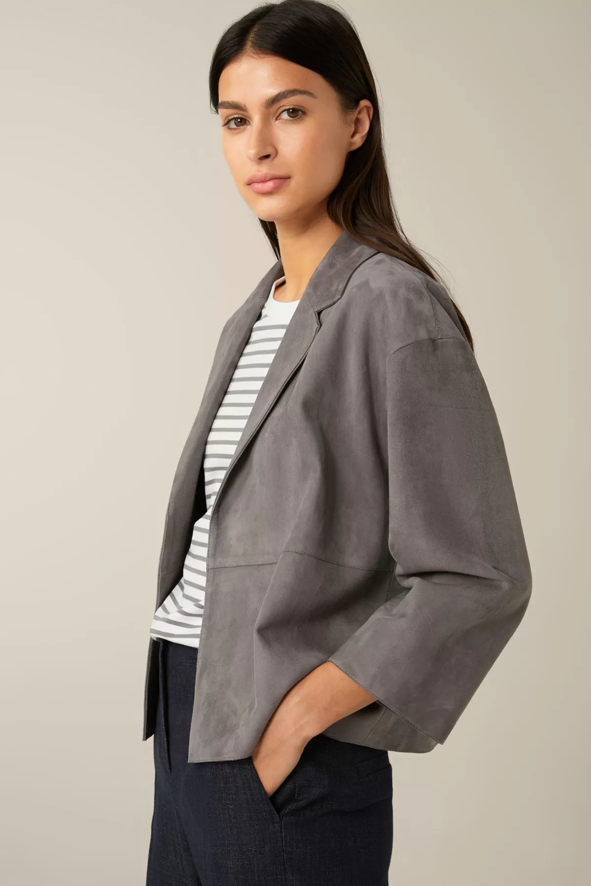 Fashion Lammvelours-Lederjacke In Damen Leder