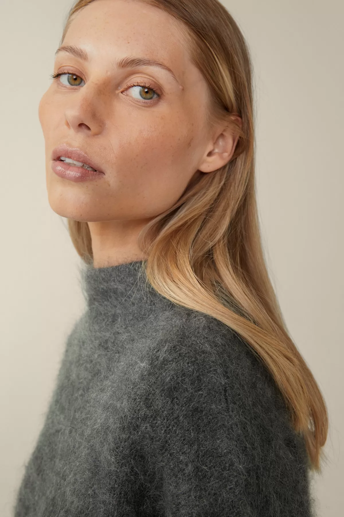 Hot Mohair-Wollmix-Stehkragen-Pullover In Damen Strick