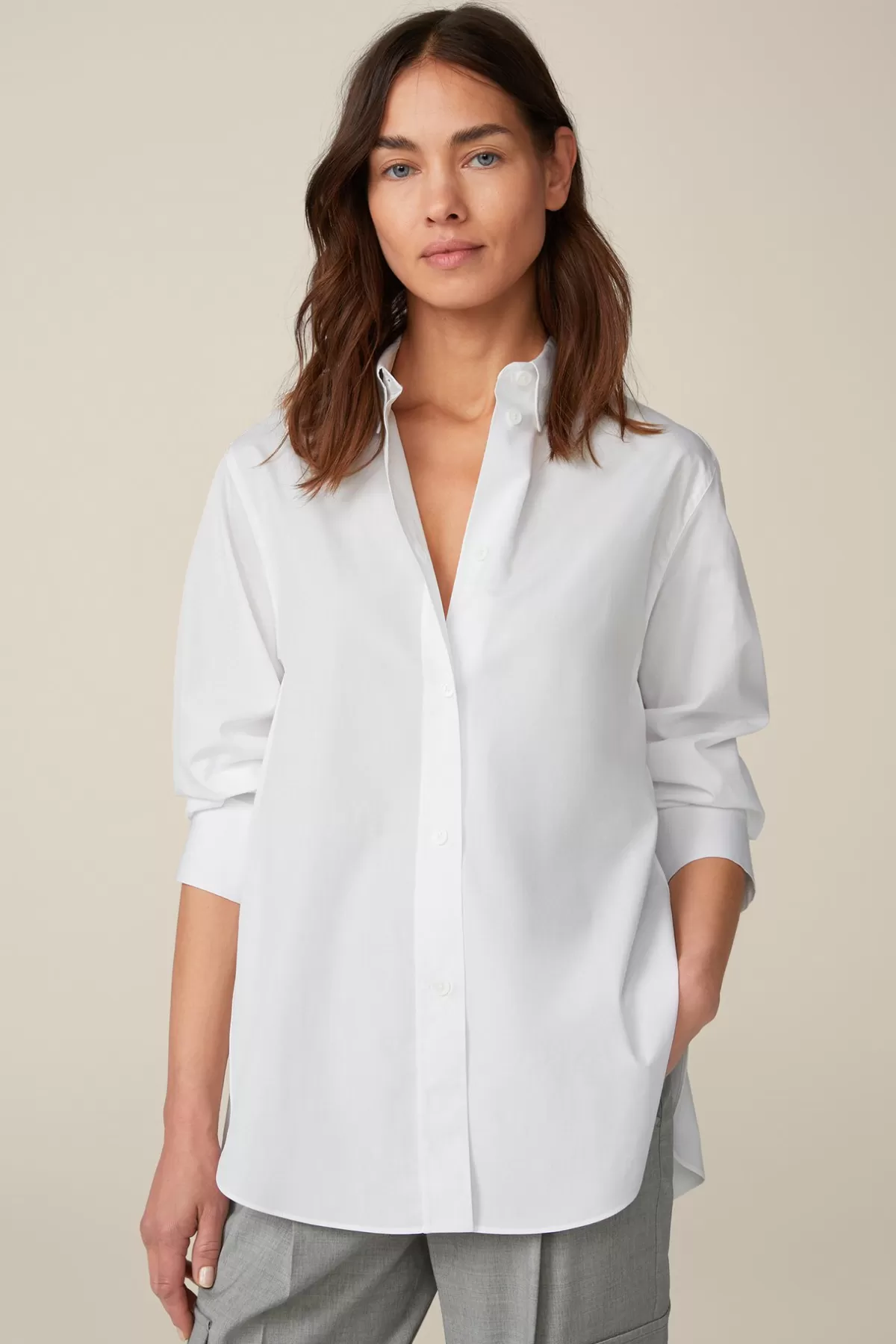 Best Sale Popeline-Baumwoll-Hemdbluse In Damen Blusen & Tops