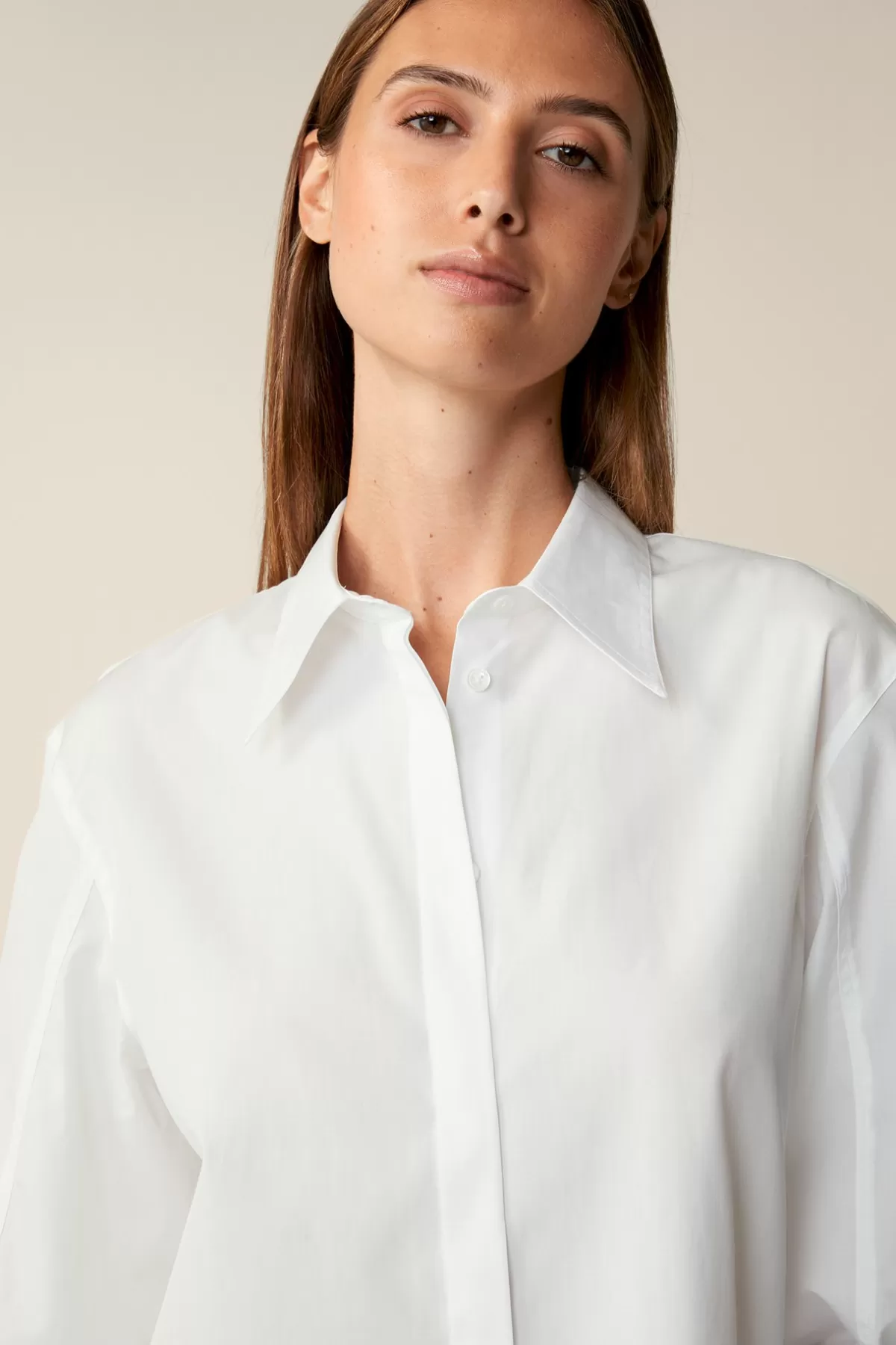 Sale Popeline-Baumwoll-Hemd-Long-Bluse In Damen Blusen & Tops