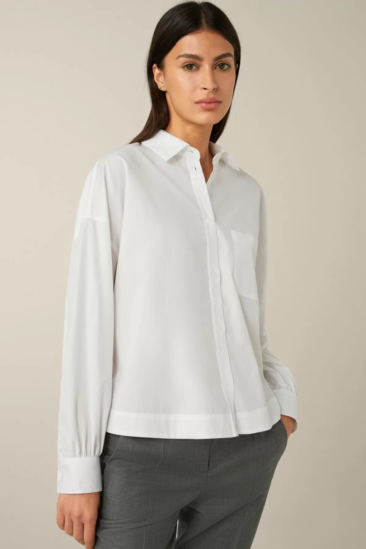 Best Popeline-Baumwoll-Oversize-Hemd-Bluse In Damen Blusen & Tops