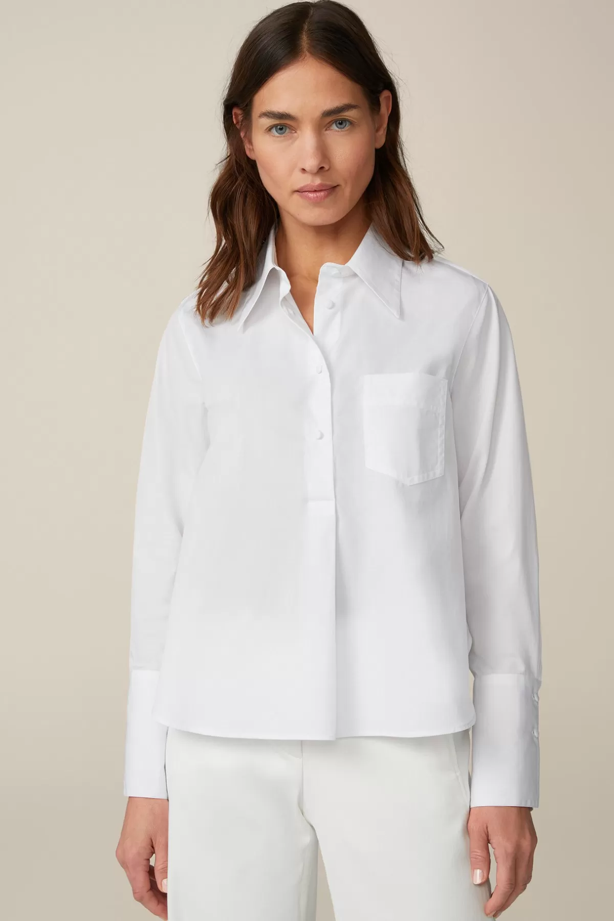 Best Sale Popeline-Baumwoll-Schlupfhemd In Damen Blusen & Tops