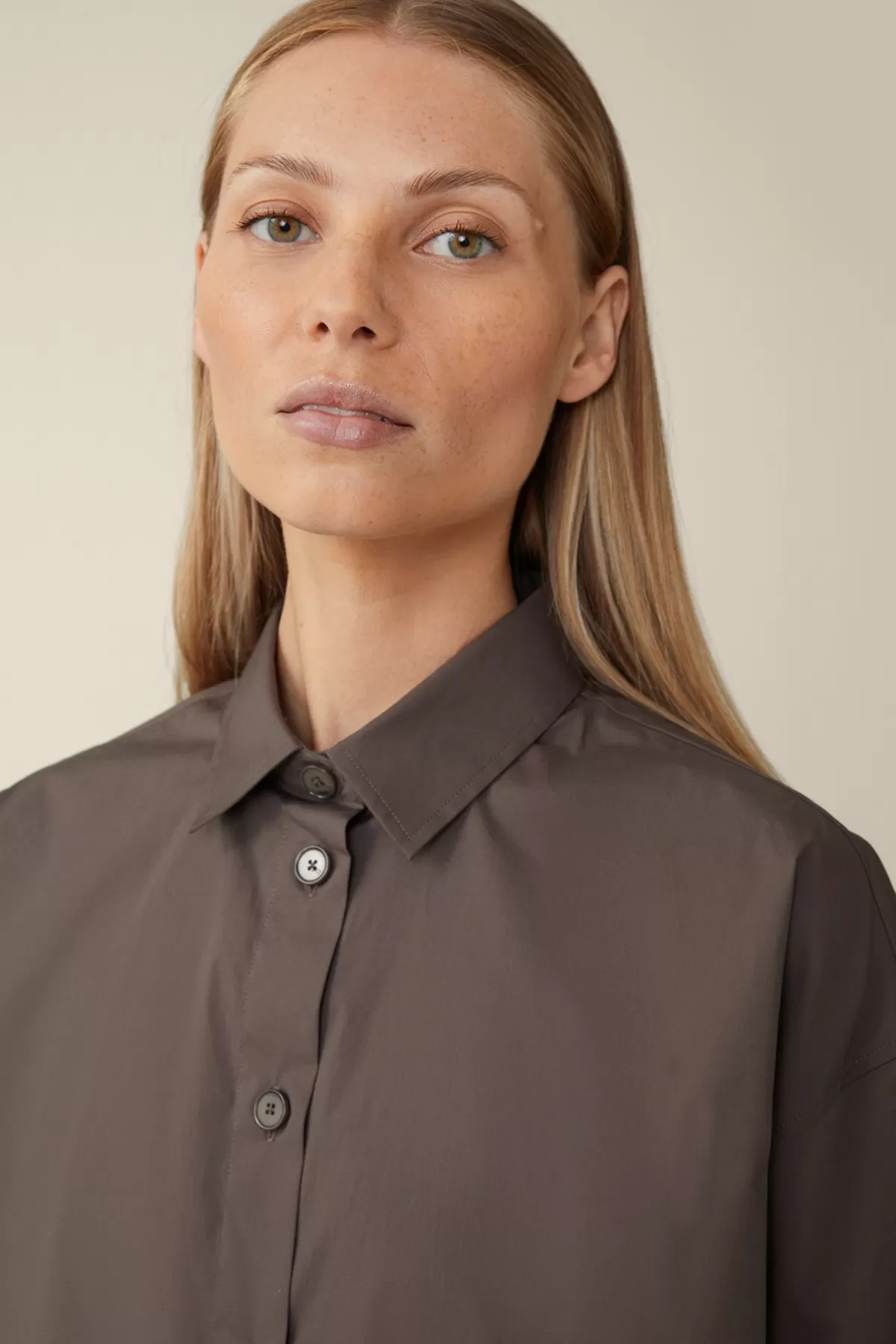 Online Popeline-Baumwollstretch-Hemdbluse, Oversized, In Damen Blusen & Tops