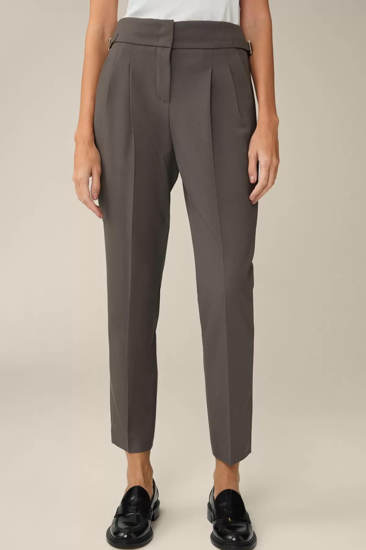 Sale Schurwoll-Bundfalten-Hose In Taupe Damen Hosen & Jeans
