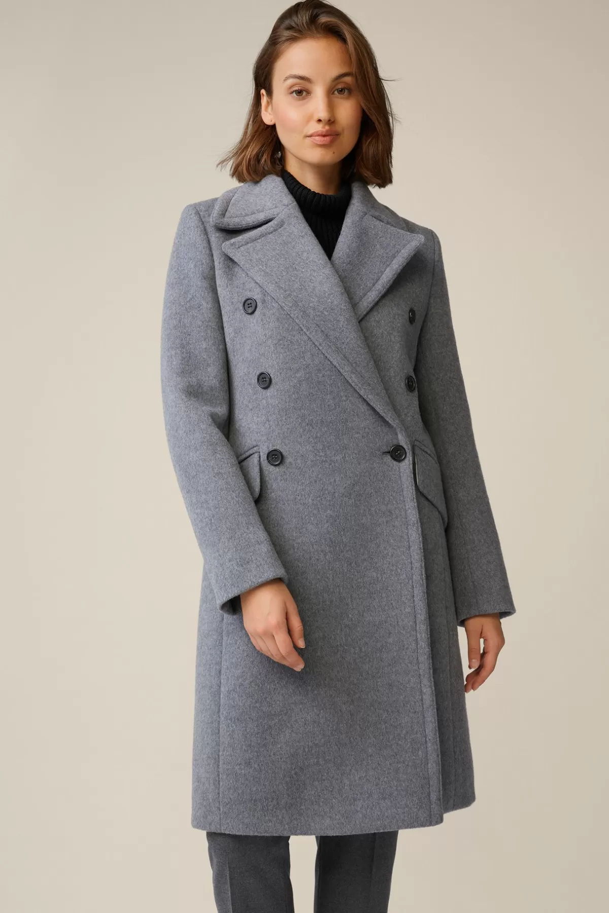 Discount Schurwoll-Caban-Mantel Mit Cashmere In Damen Jacken & Mäntel