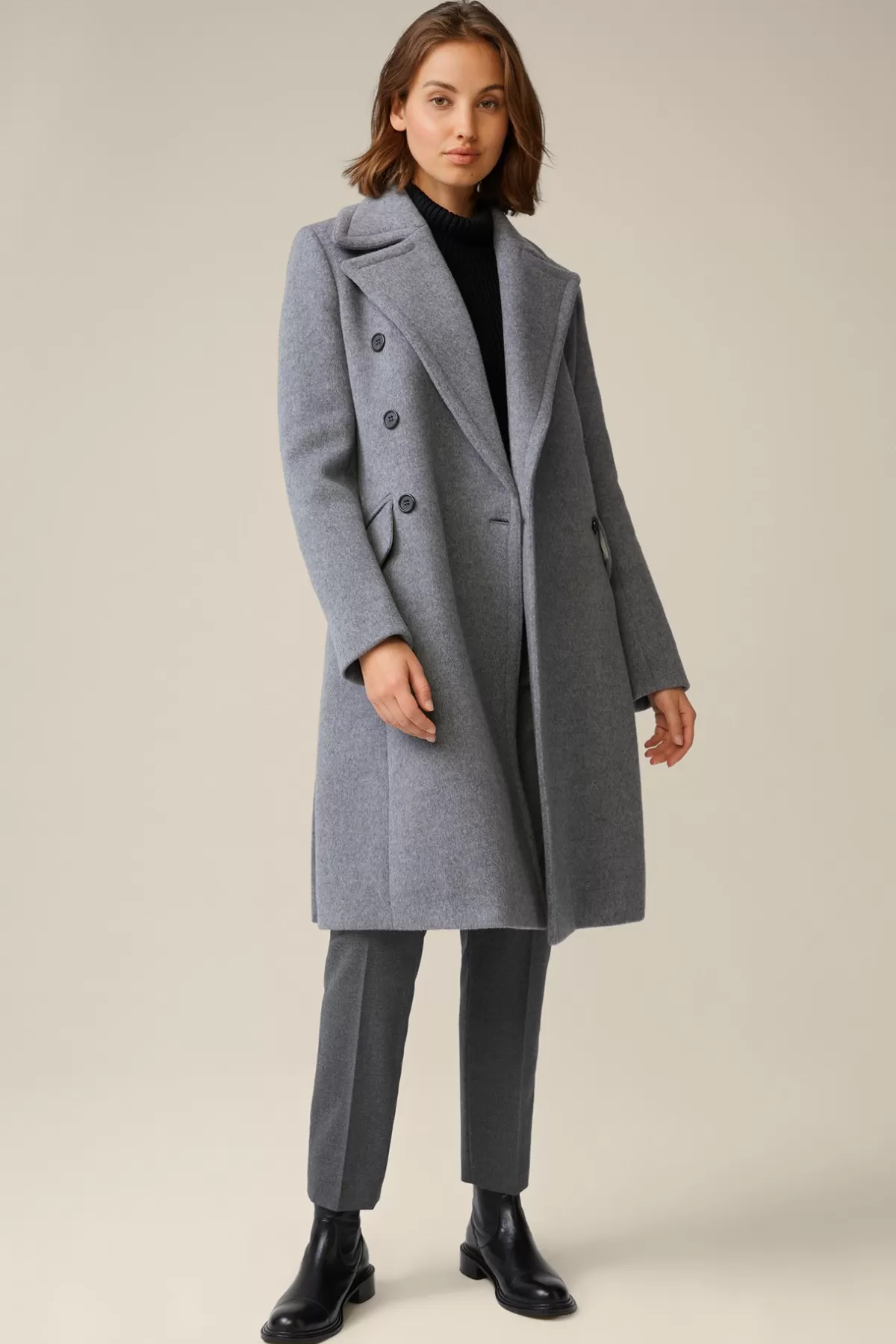 Discount Schurwoll-Caban-Mantel Mit Cashmere In Damen Jacken & Mäntel